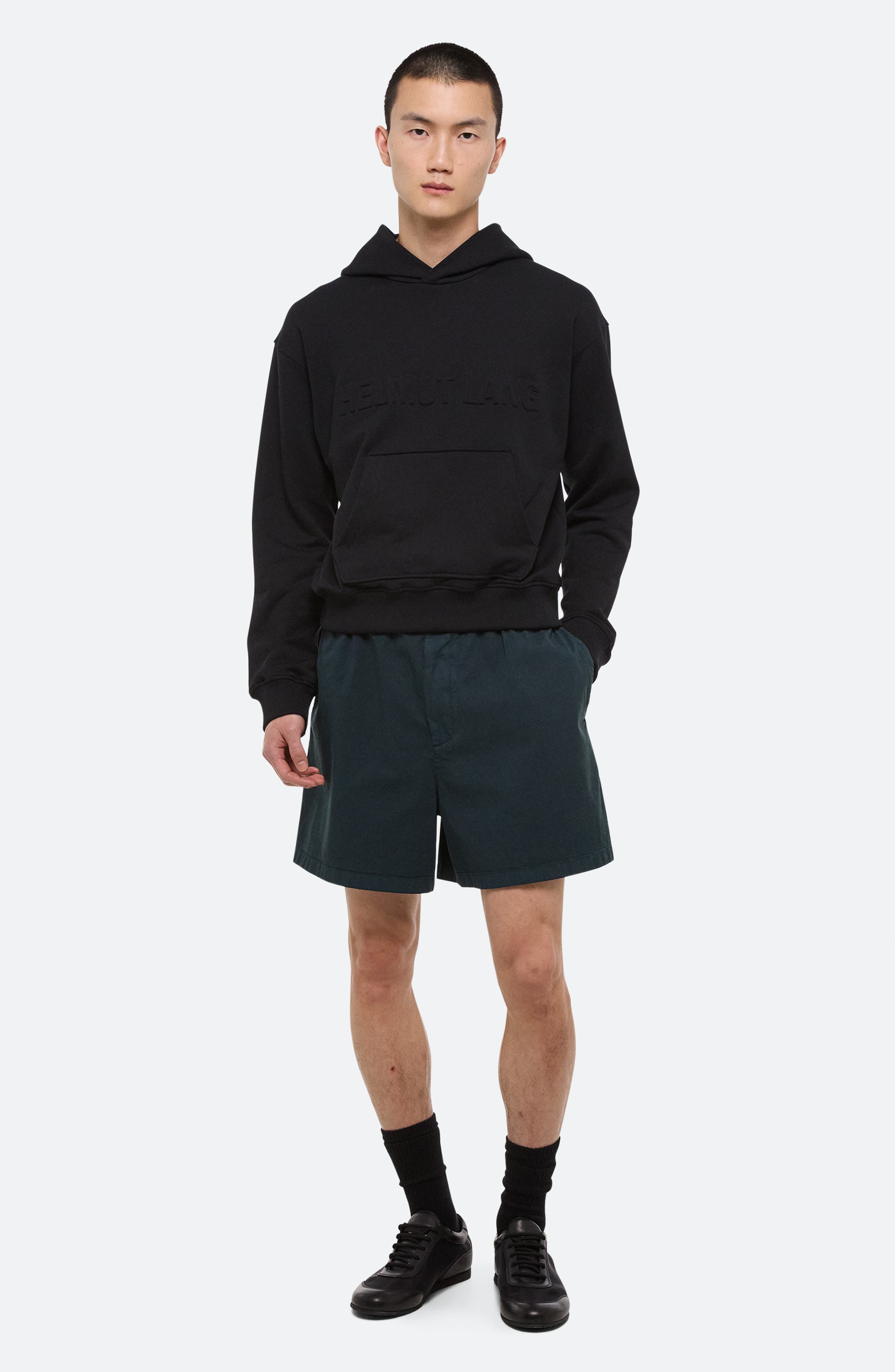 Helmut Lang Embossed Studio Logo Hoodie in Black at Nordstrom - 6