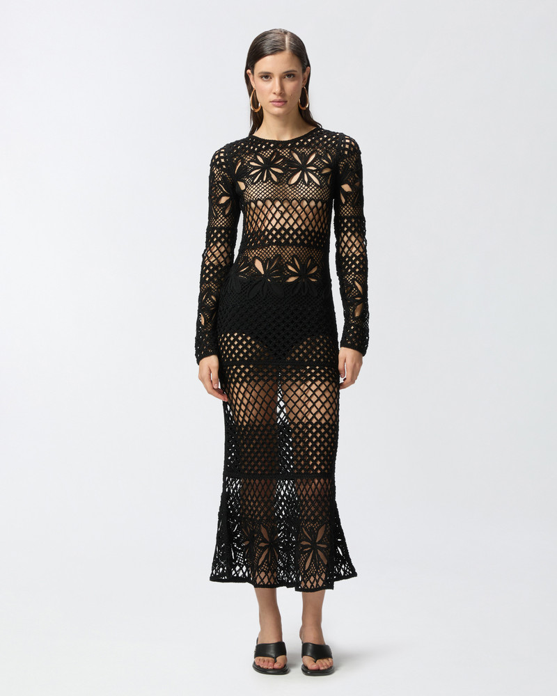 PINKO LONG OPENWORK CROCHET DRESS outlook