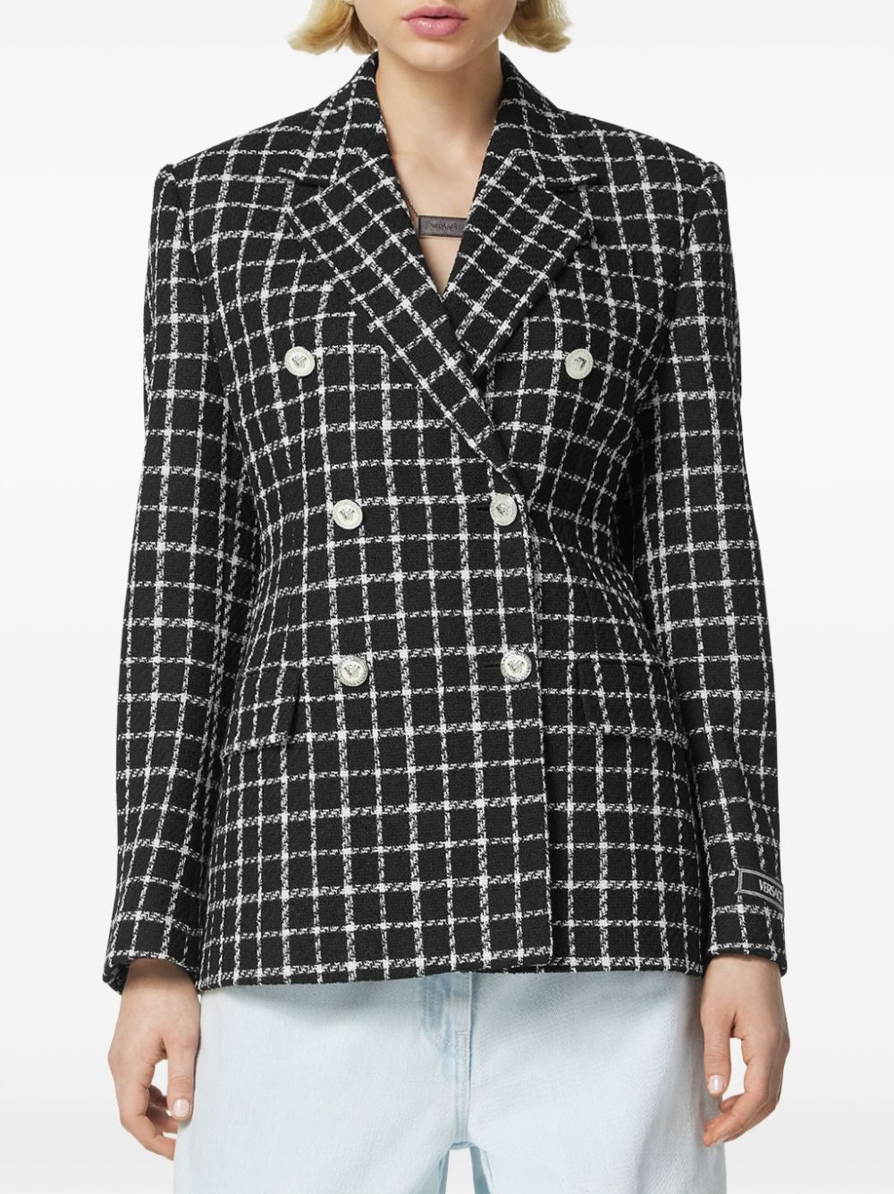 double-breasted tweed blazer - 3