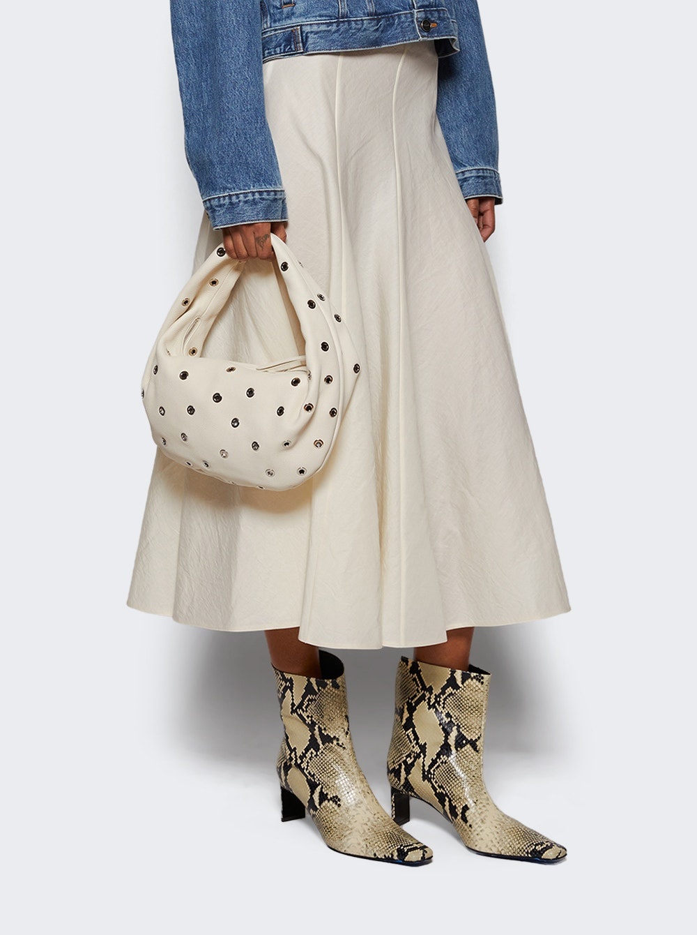 Olivia Medium Hobo Bag Dark Ivory Pebbled Leather With Grommets - 2
