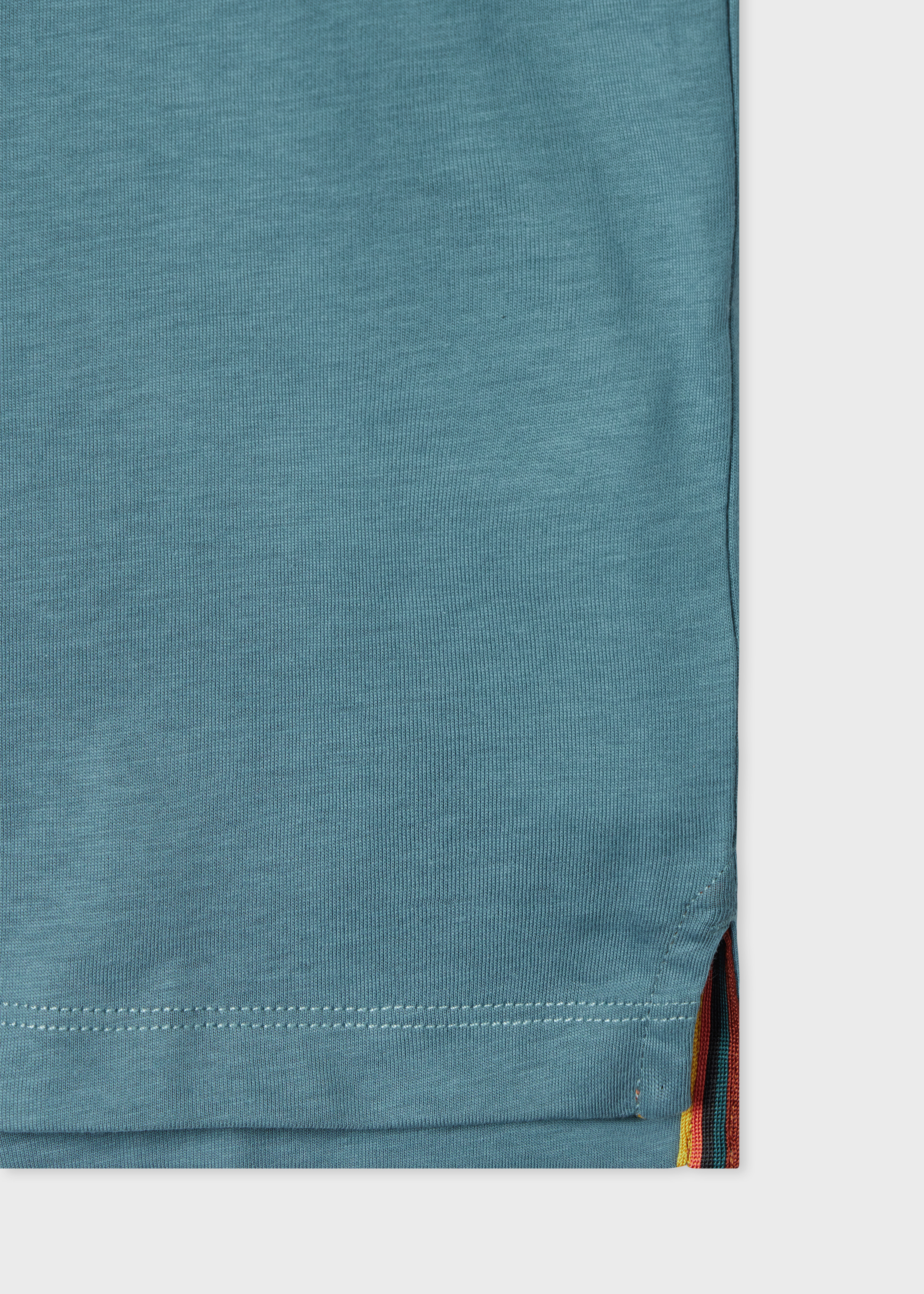 Light Blue 'Artist Stripe' Collar Cotton T-Shirt - 2