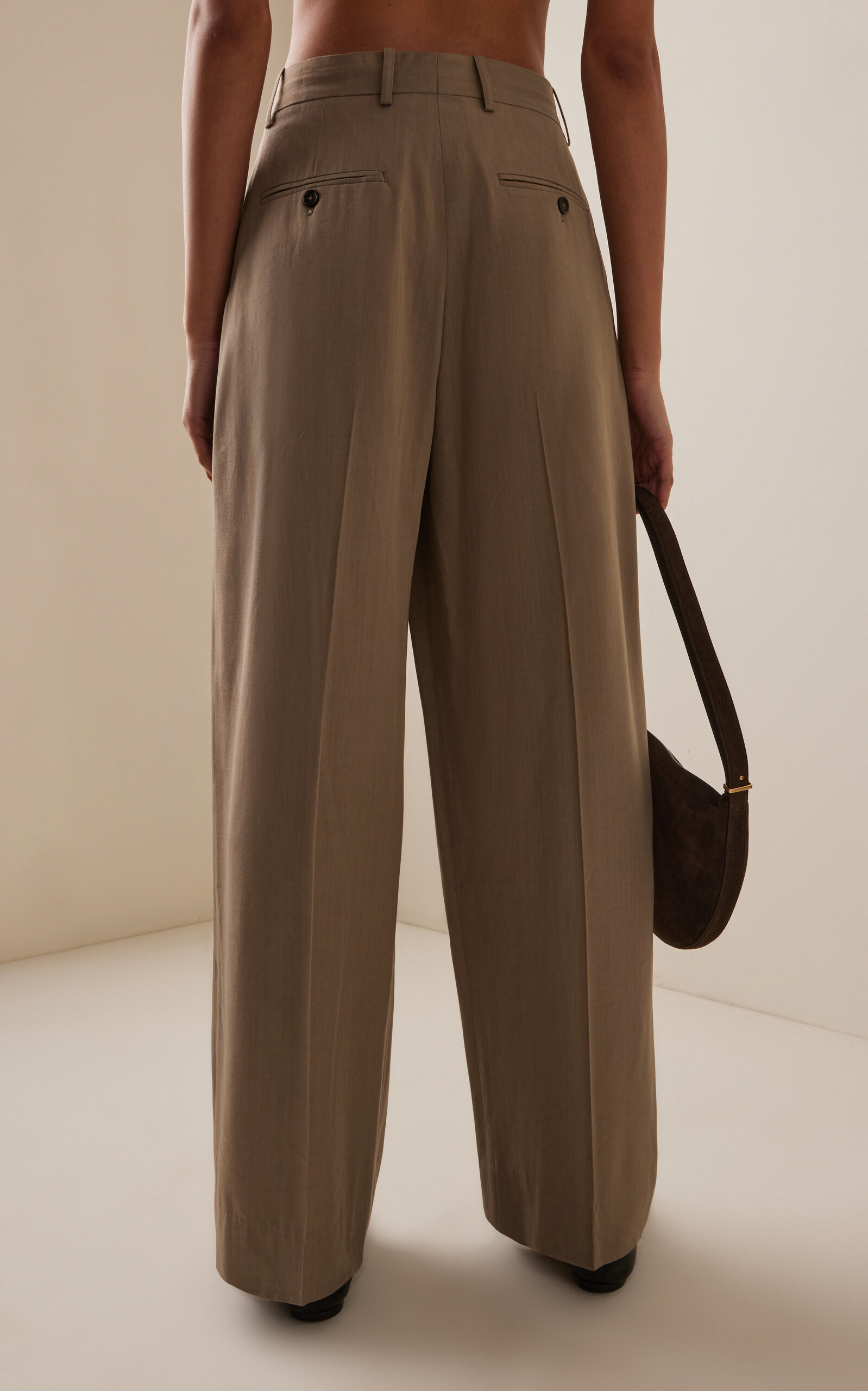 Pleated Wide-Leg Trousers taupe - 4