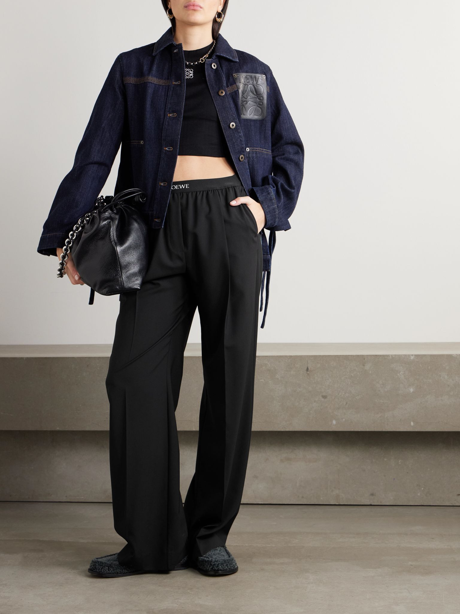 Wool straight-leg pants Black - 2