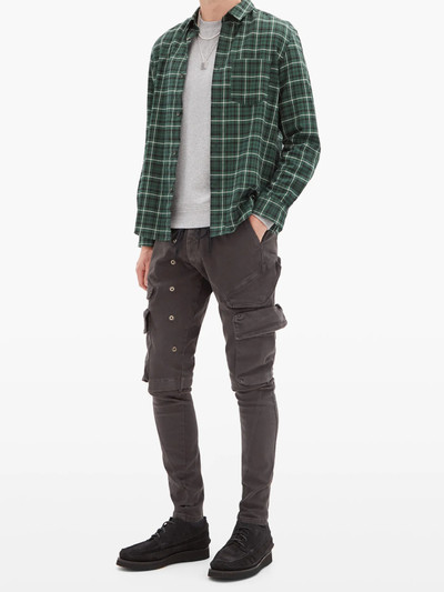 Greg Lauren Drawstring-waist cotton-blend denim cargo trousers outlook