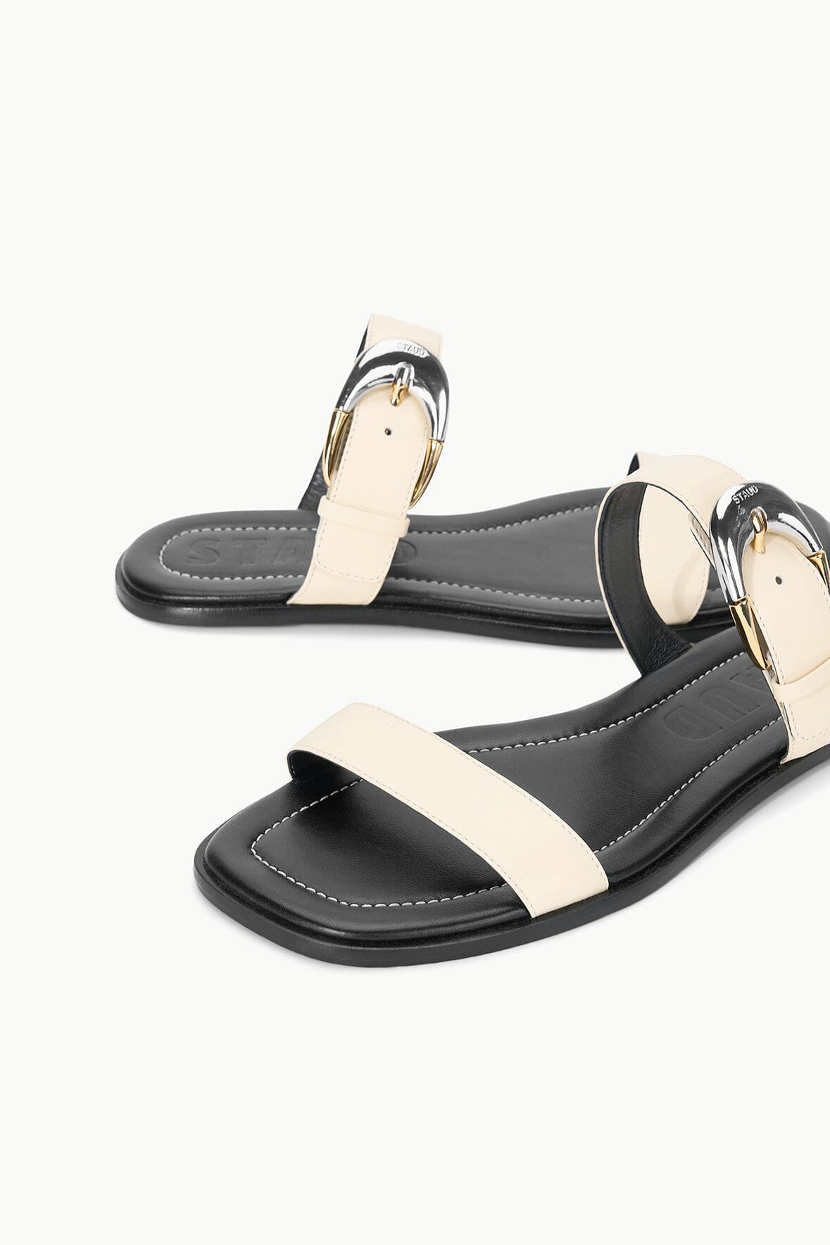 STAUD HARLOW FLAT SANDAL CREAM - 7