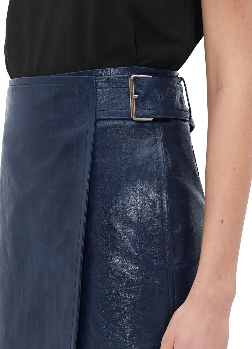 Embossed Leather Midi Skirt - 4