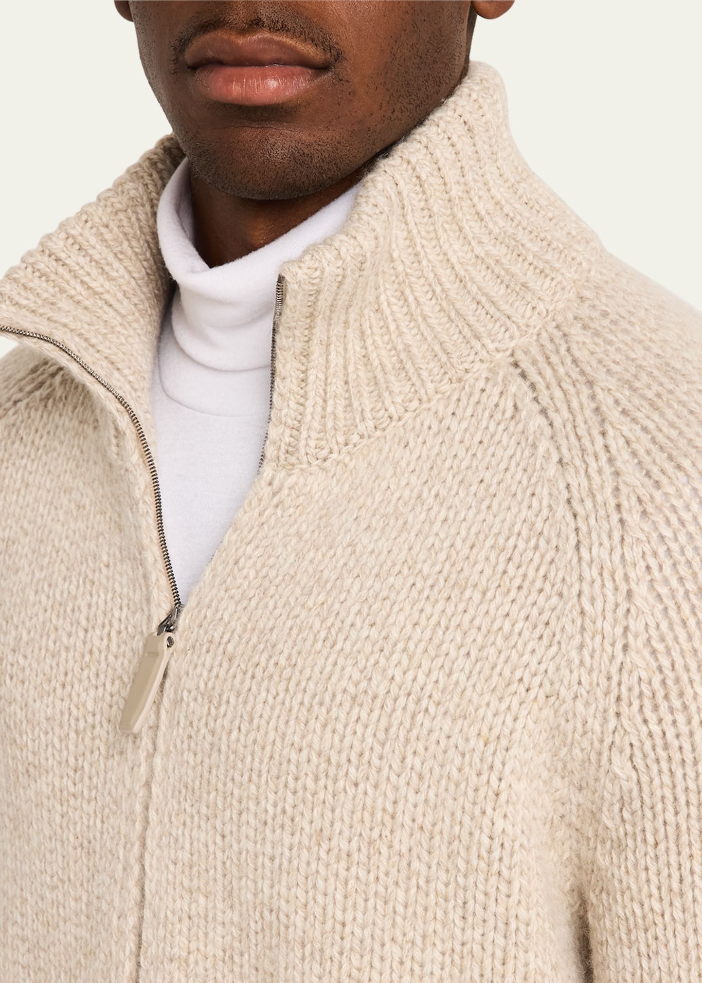 Men's Cashmere Mouline Zip Sweater - 5