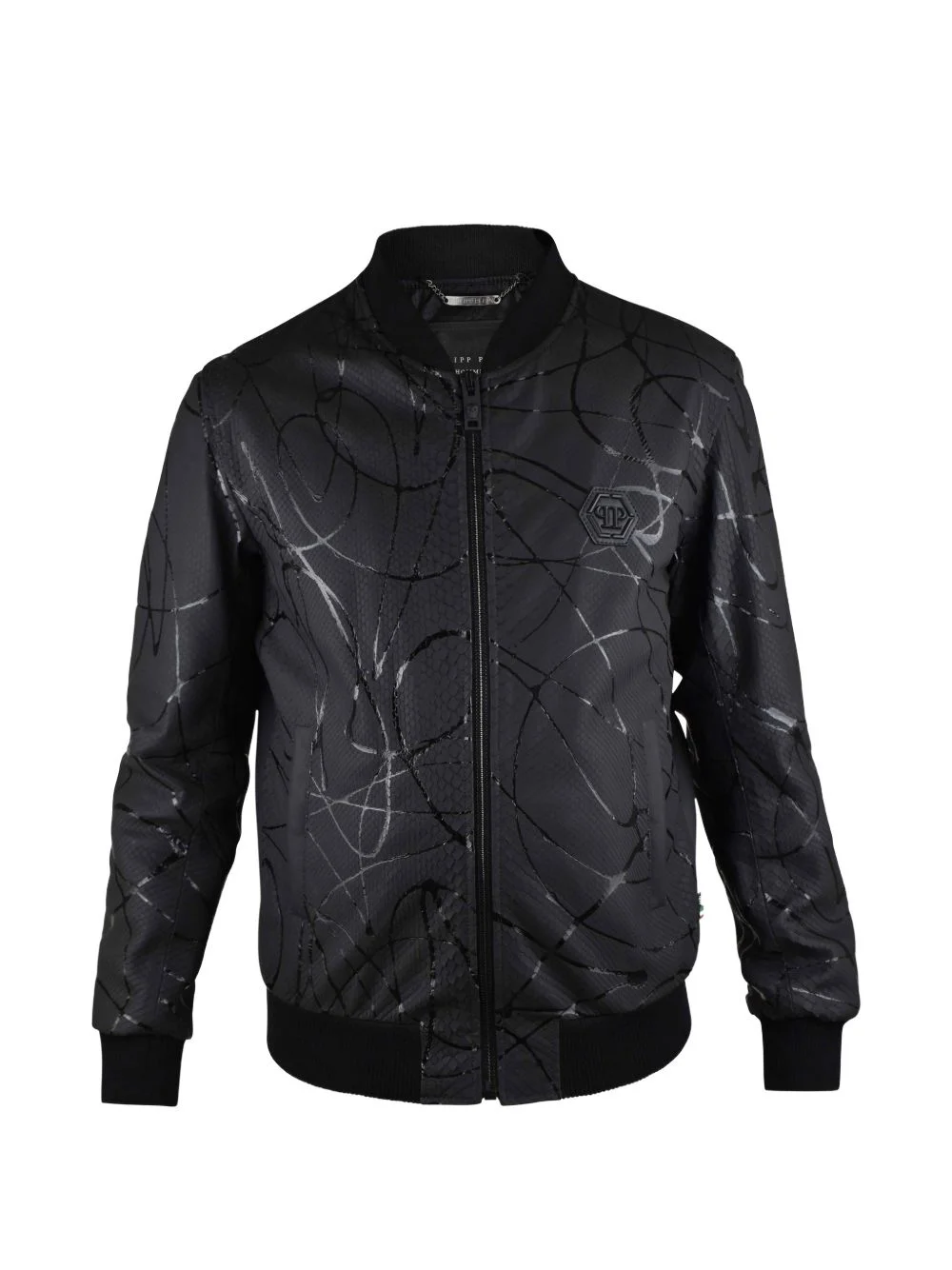 python-effect leather bomber jacket - 1