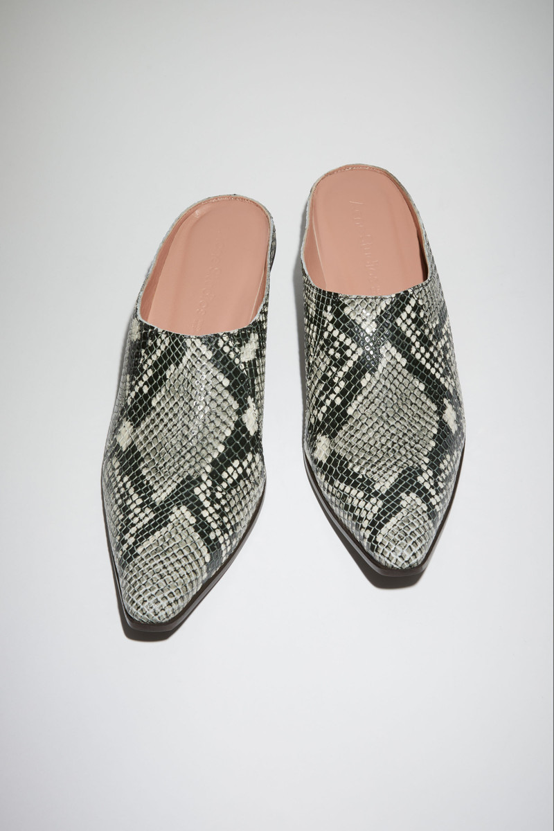 Snake print leather mules - Multi beige 3