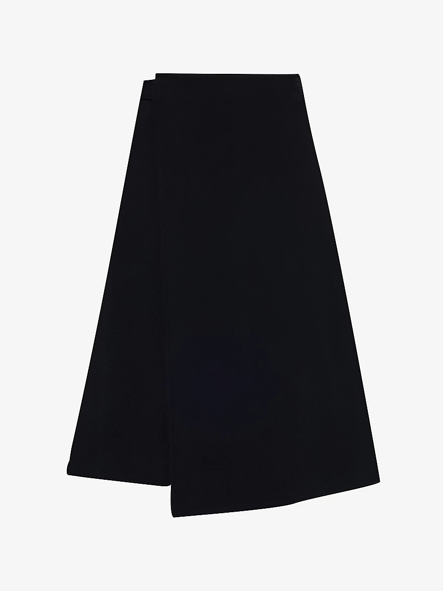 Asymmetric tie-waist A-line woven skirt - 1