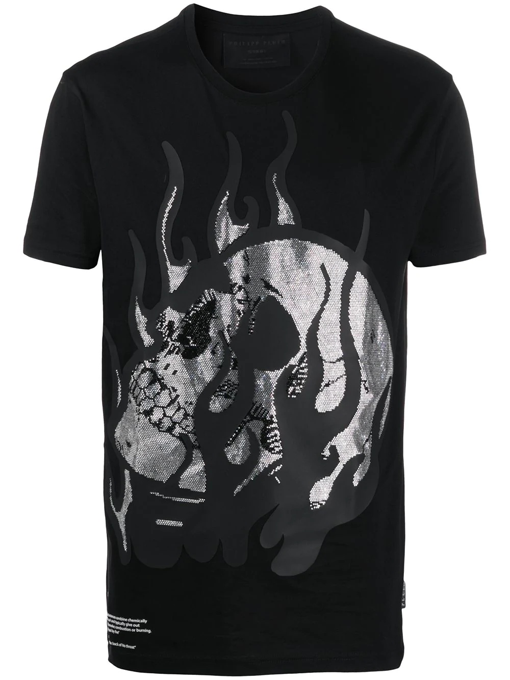 Skull on Fire studded T-shirt - 1