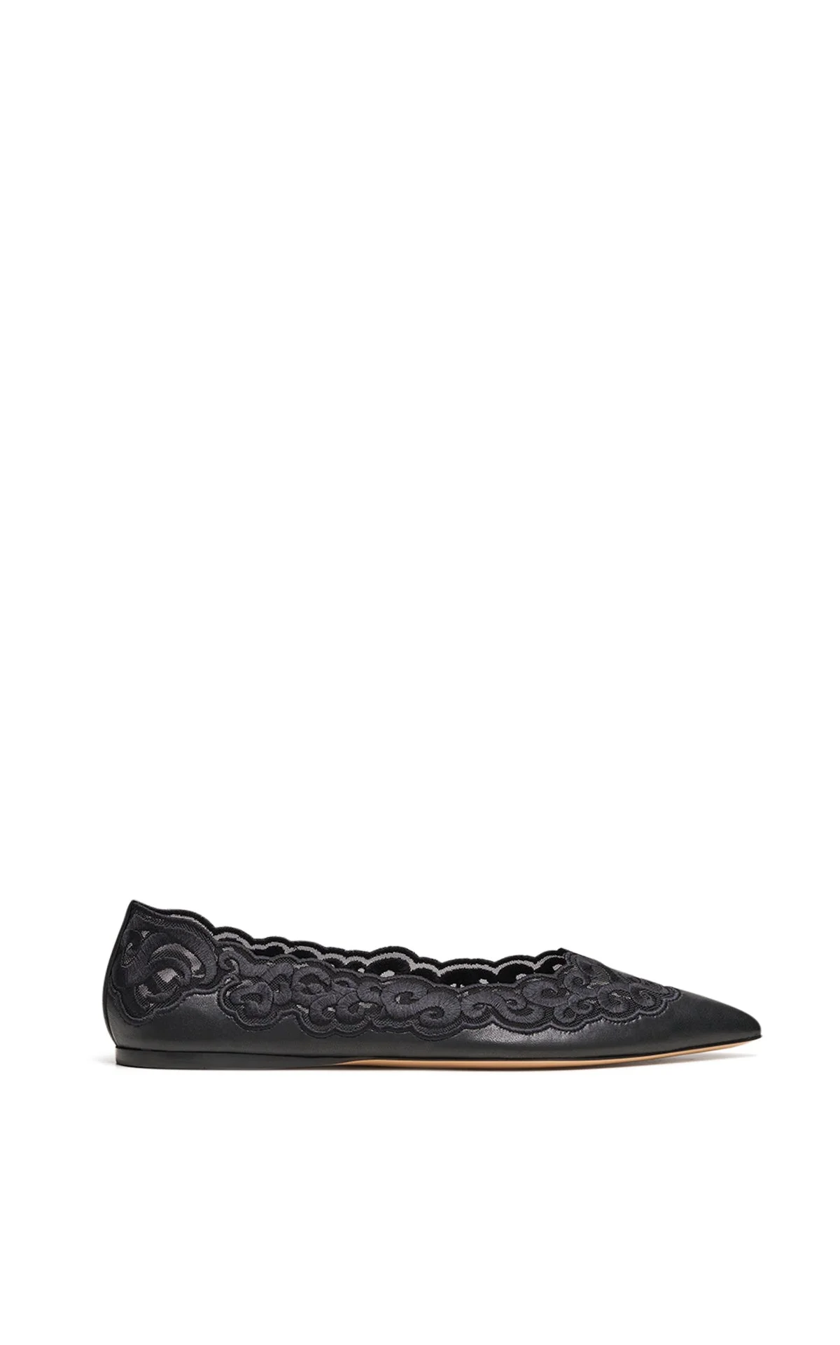 Ziva Flat Shoe in Black Nappa Leather - 1