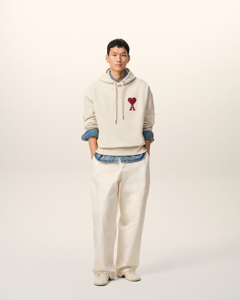 AMI Paris WHITE COTTON AMI DE COEUR HOODIE outlook