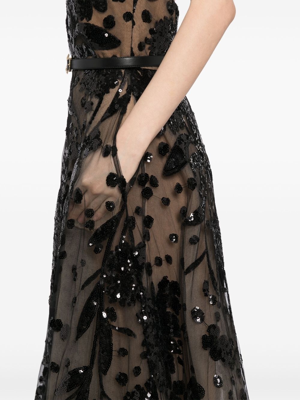 embroidered halter gown - 5