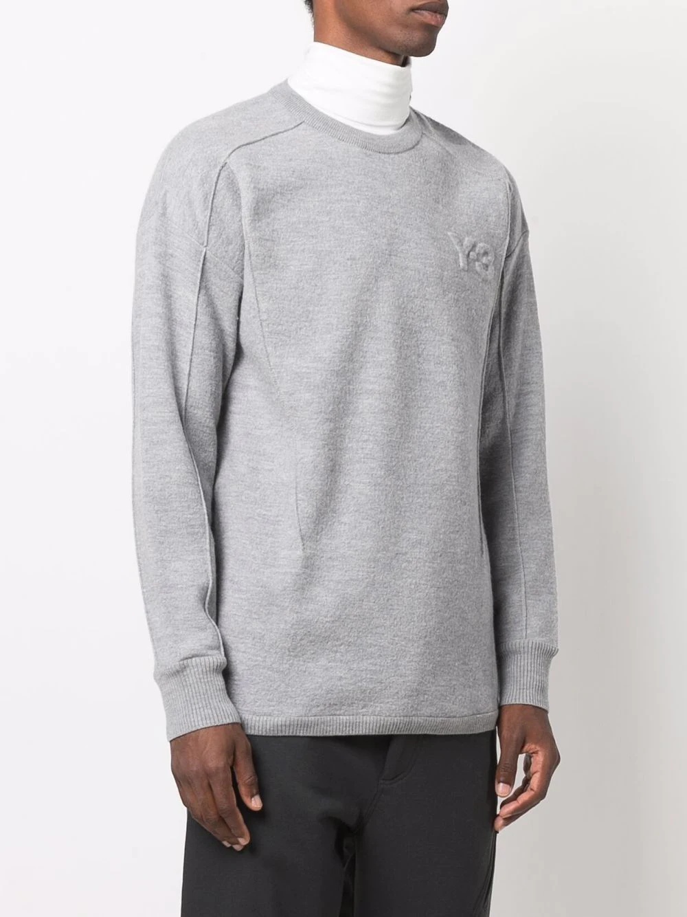 logo-debossed wool jumper - 3