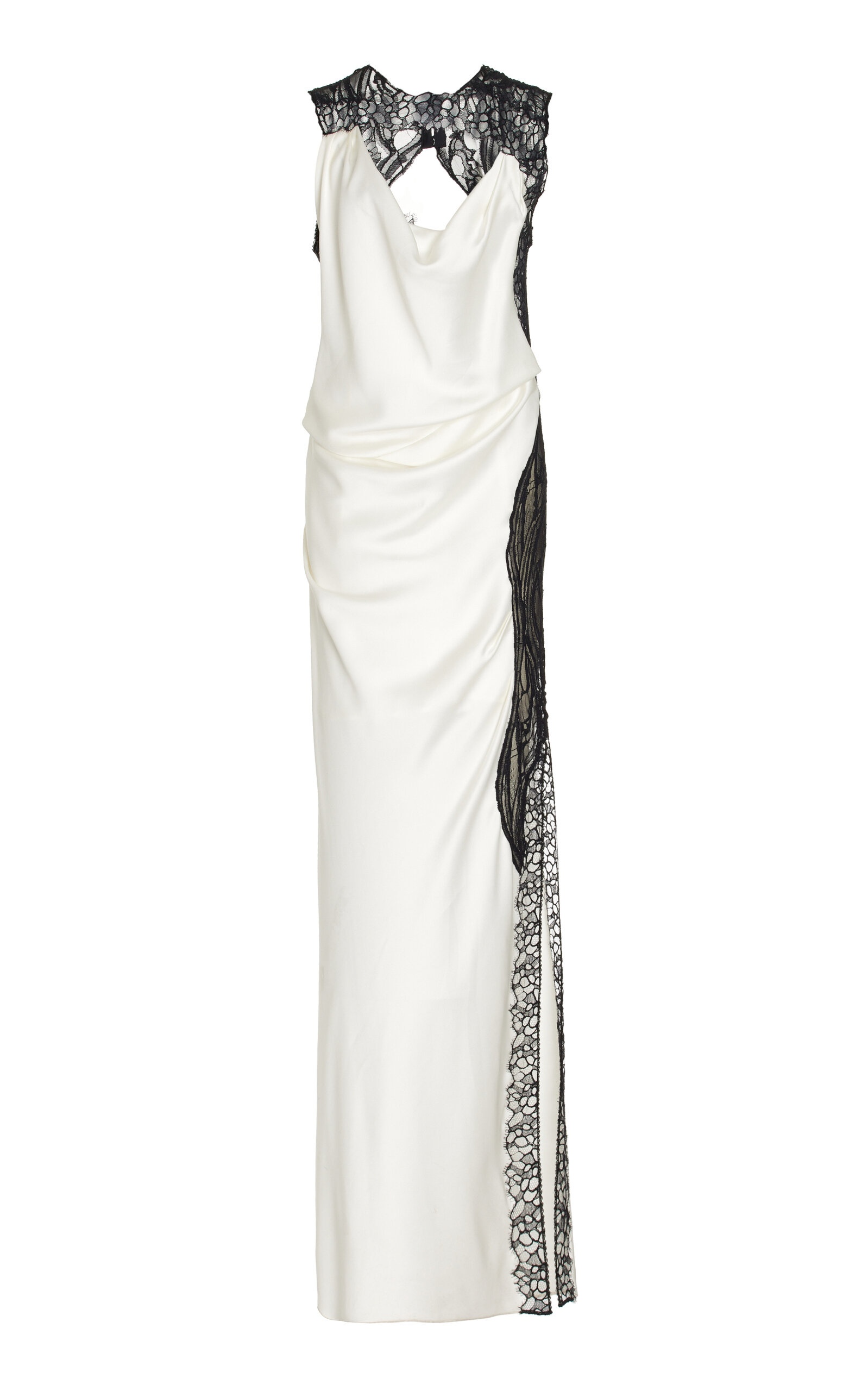 Vea Lace-Trimmed Gown black/white - 1