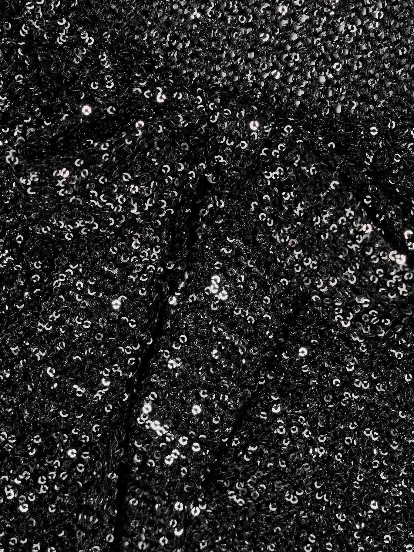 Tie-detailed sequined knitted tank Black - 4