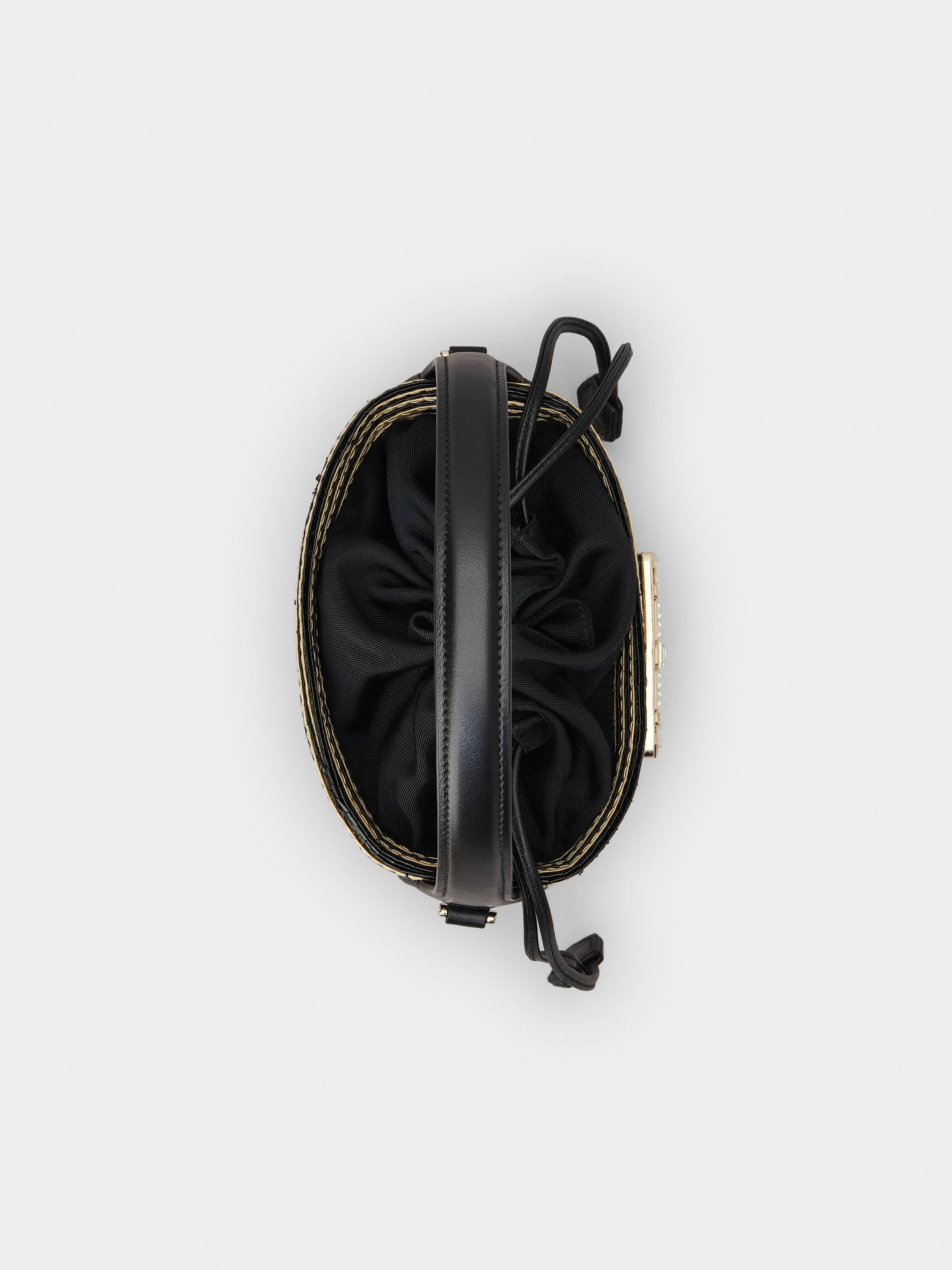 Viv' Skate Strass Buckle Mini Bucket Bag in Raffia - 6