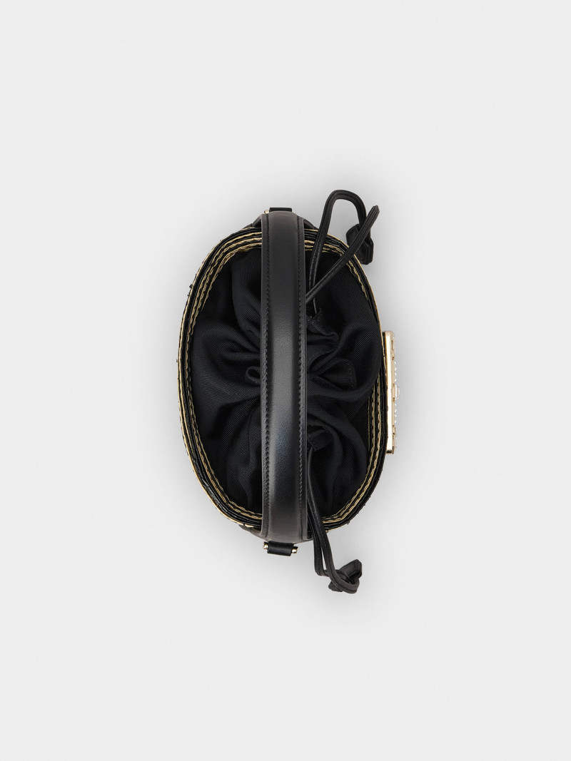 Viv' Skate Strass Buckle Mini Bucket Bag in Raffia 6