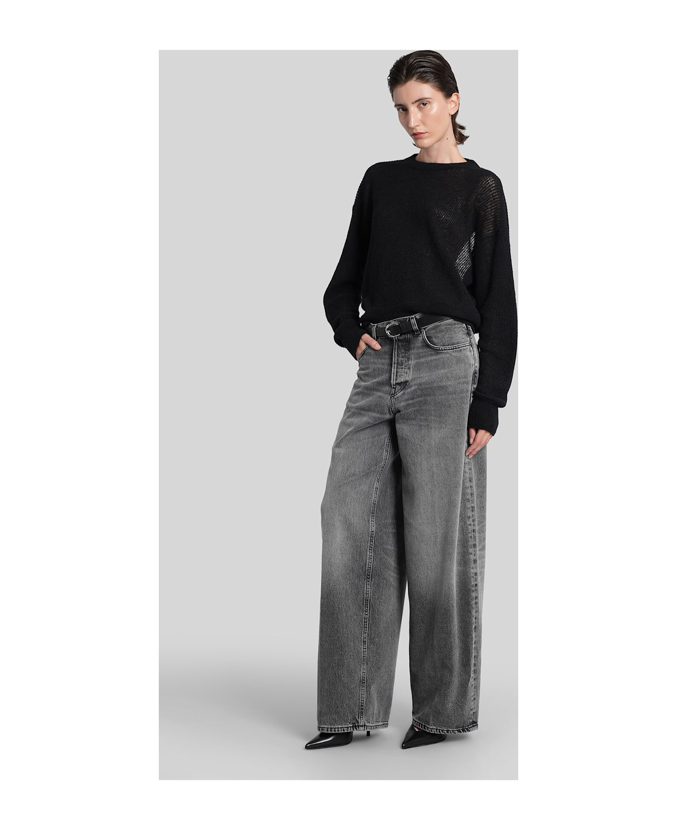 Bethany Flannel Jeans In Grey Denim - 2