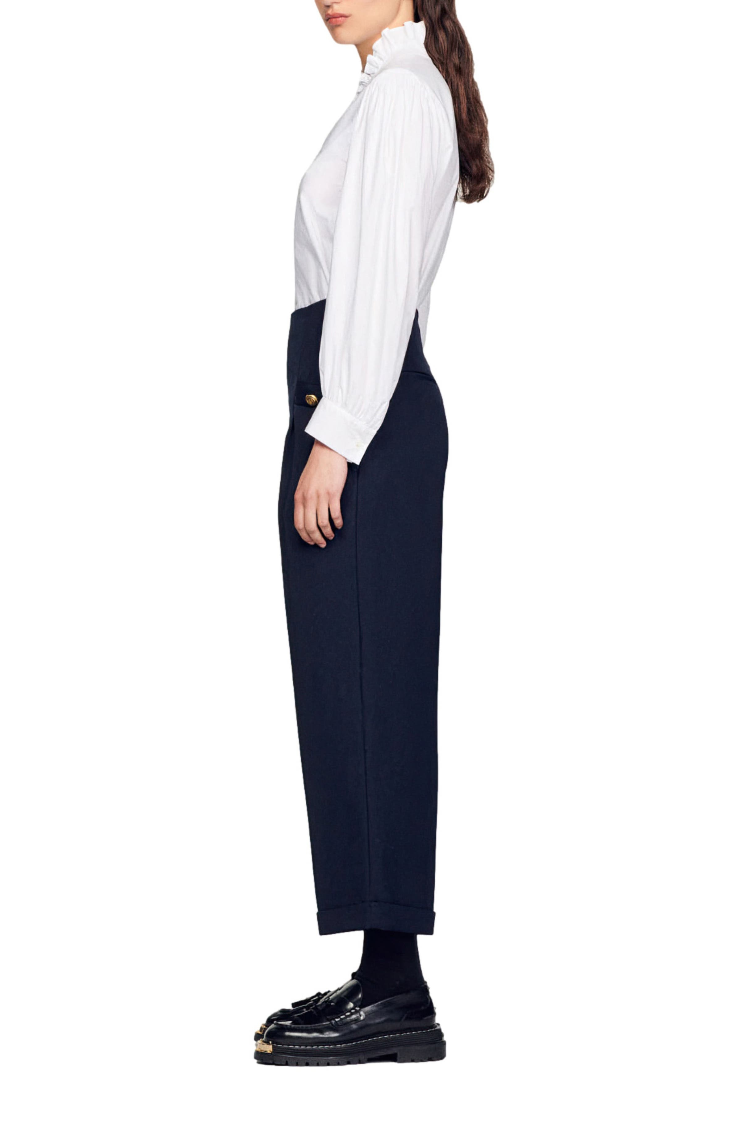 SANDRO Wide legs trousers in Navy Blue at Nordstrom - 3
