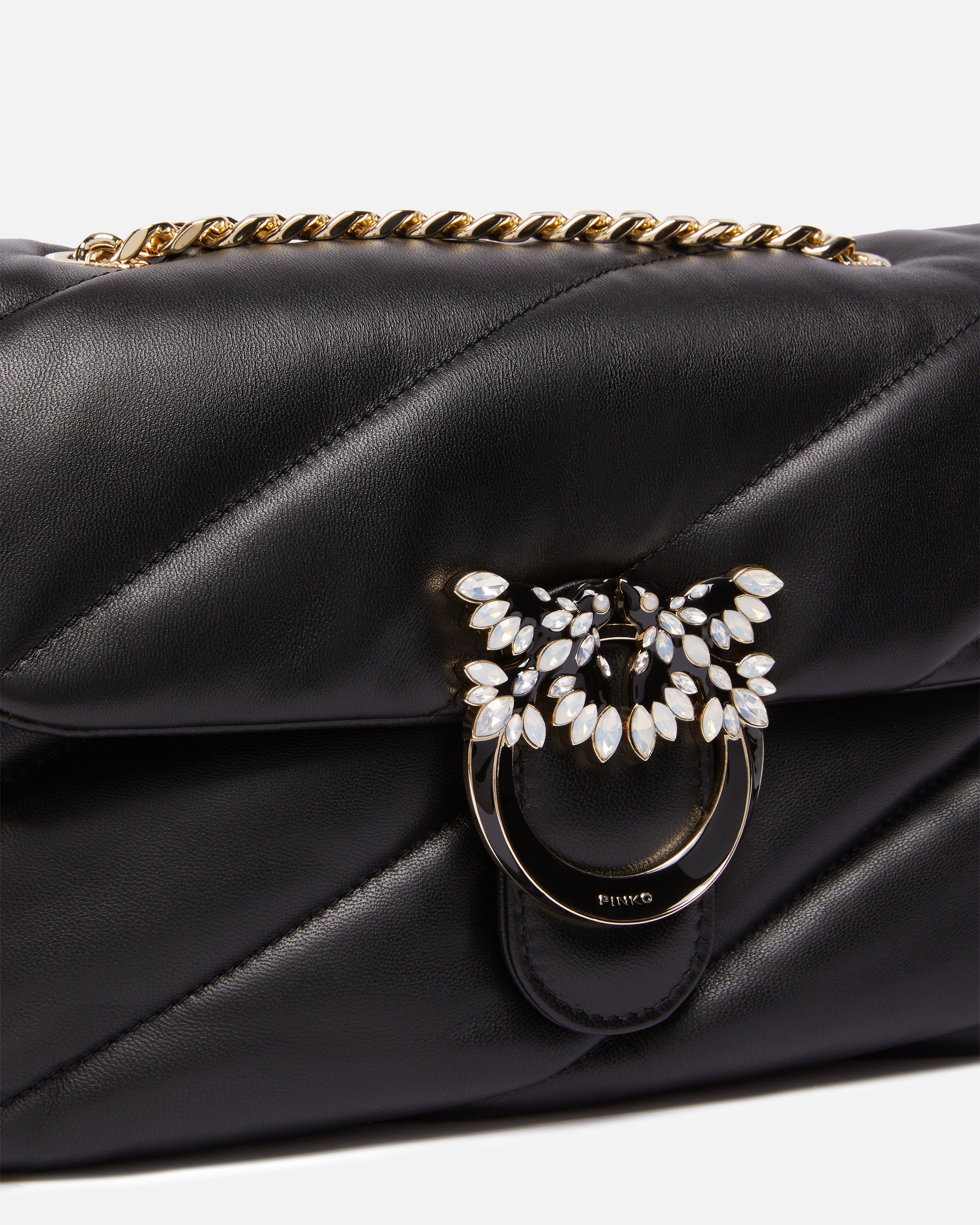 QUILTED LOVE BAG PUFF SHOULDER BAG WITH JEWEL BUCKLE PINKO GALLERIA - 3