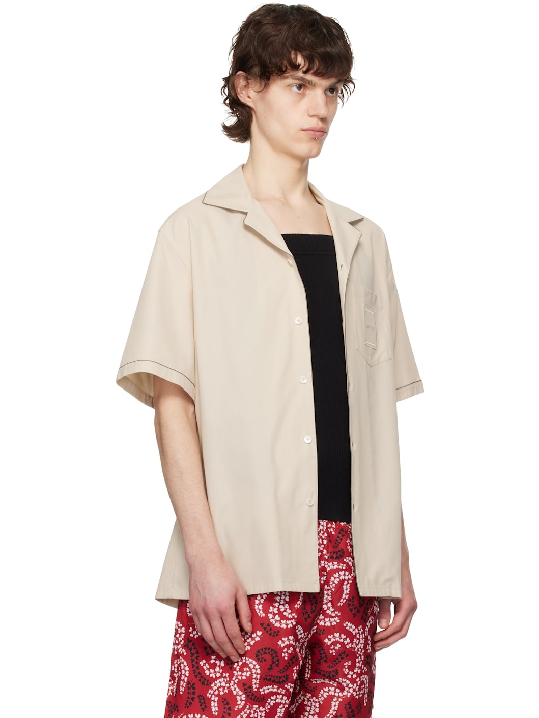 Beige Fluid Bowling Shirt - 2