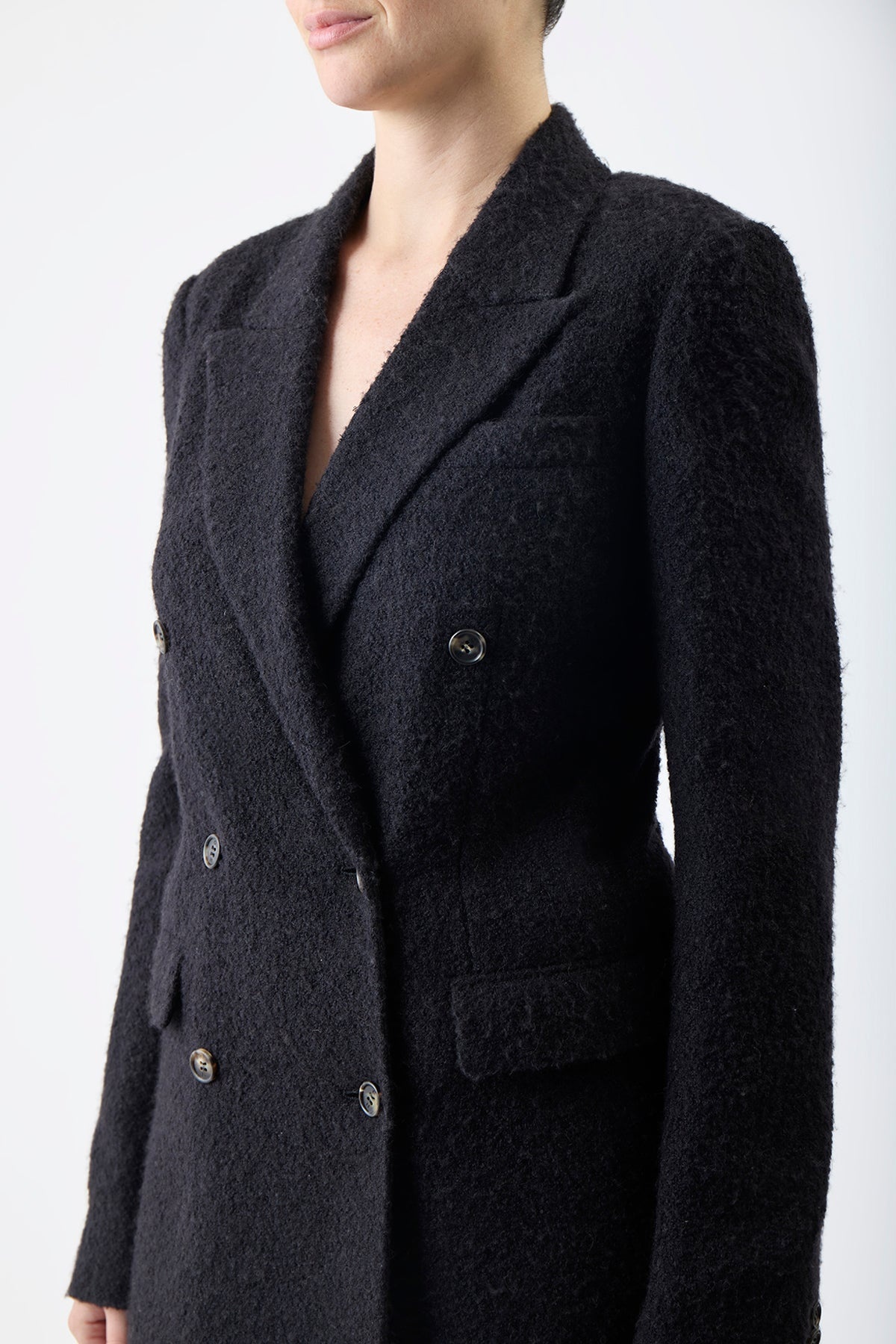 Amergin Jacket in Black Boucle Gauze - 5