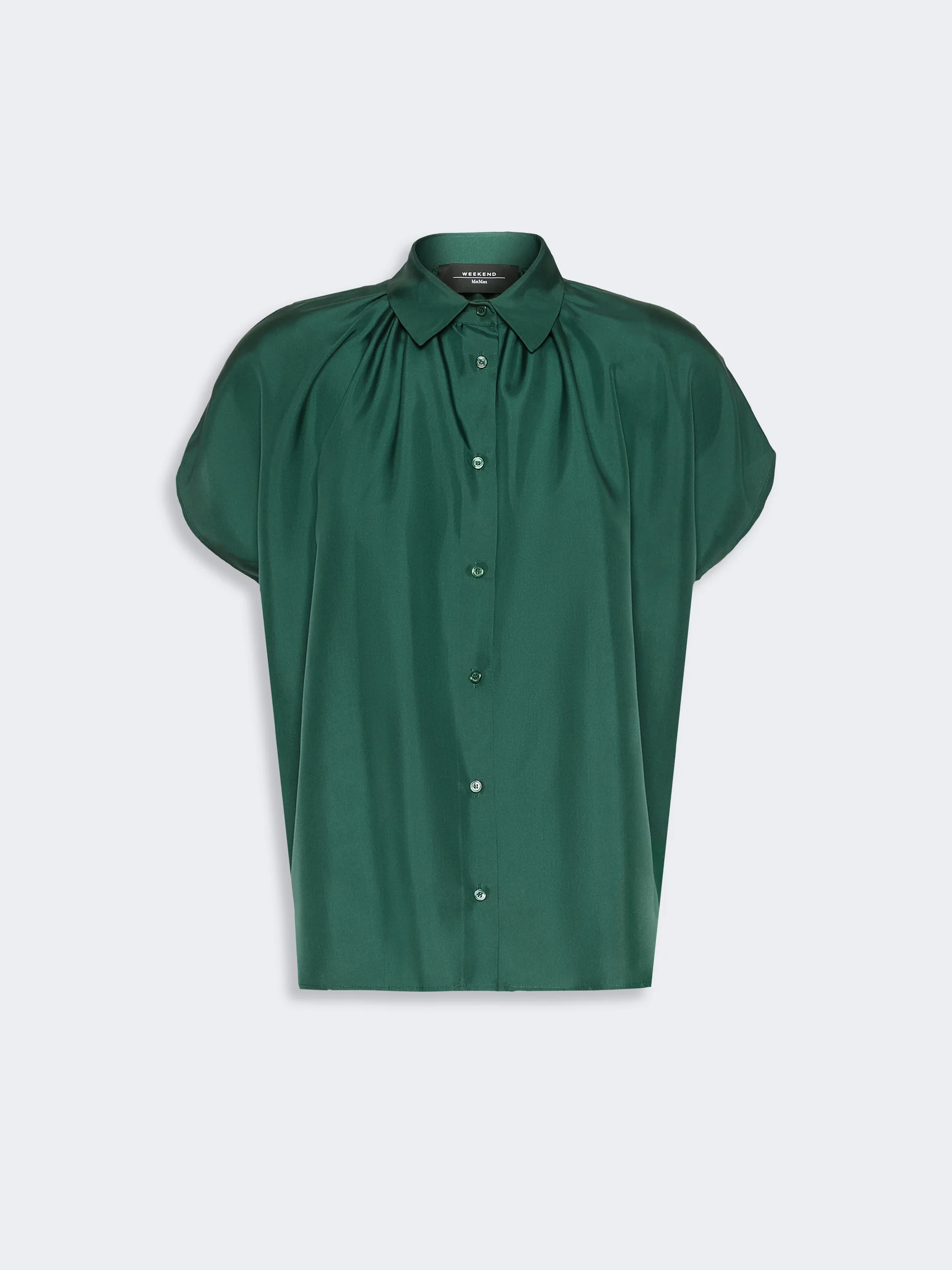CRINE Loose shirt in habotai silk - DARK GREEN - 1