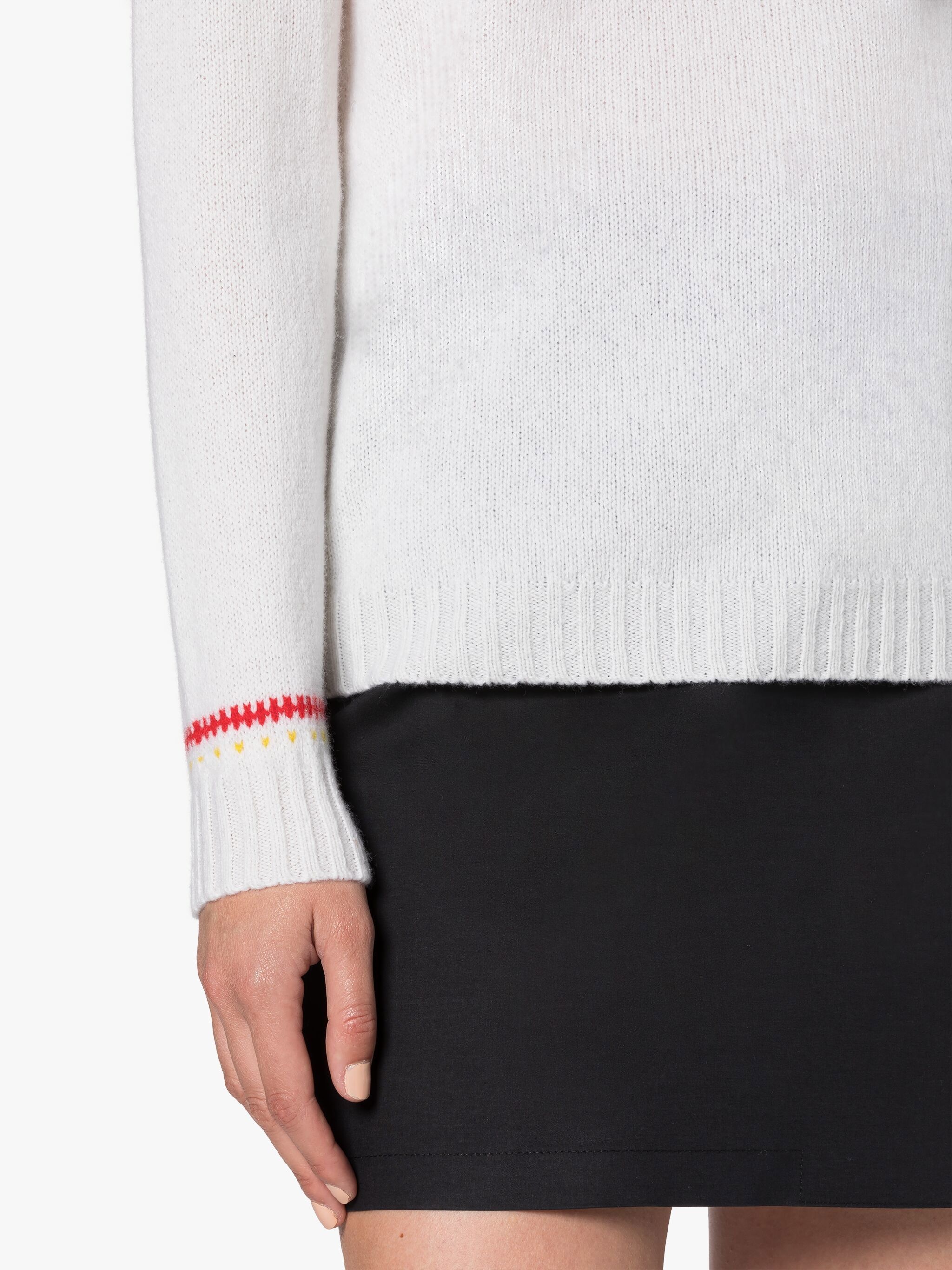 KELSI ICE WHITE WOOL FAIR ISLE CREWNEK SWEATER - 6