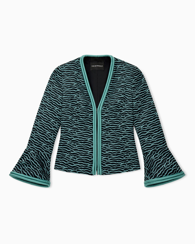 FLARED-SLEEVED JACKET IN WAVY WAFFLE JACQUARD 1