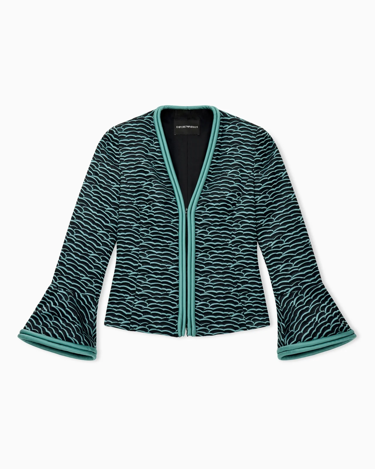 FLARED-SLEEVED JACKET IN WAVY WAFFLE JACQUARD - 1