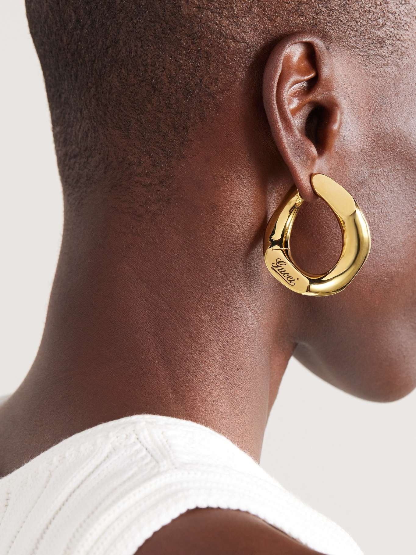 Large gold-tone hoop earrings - 2