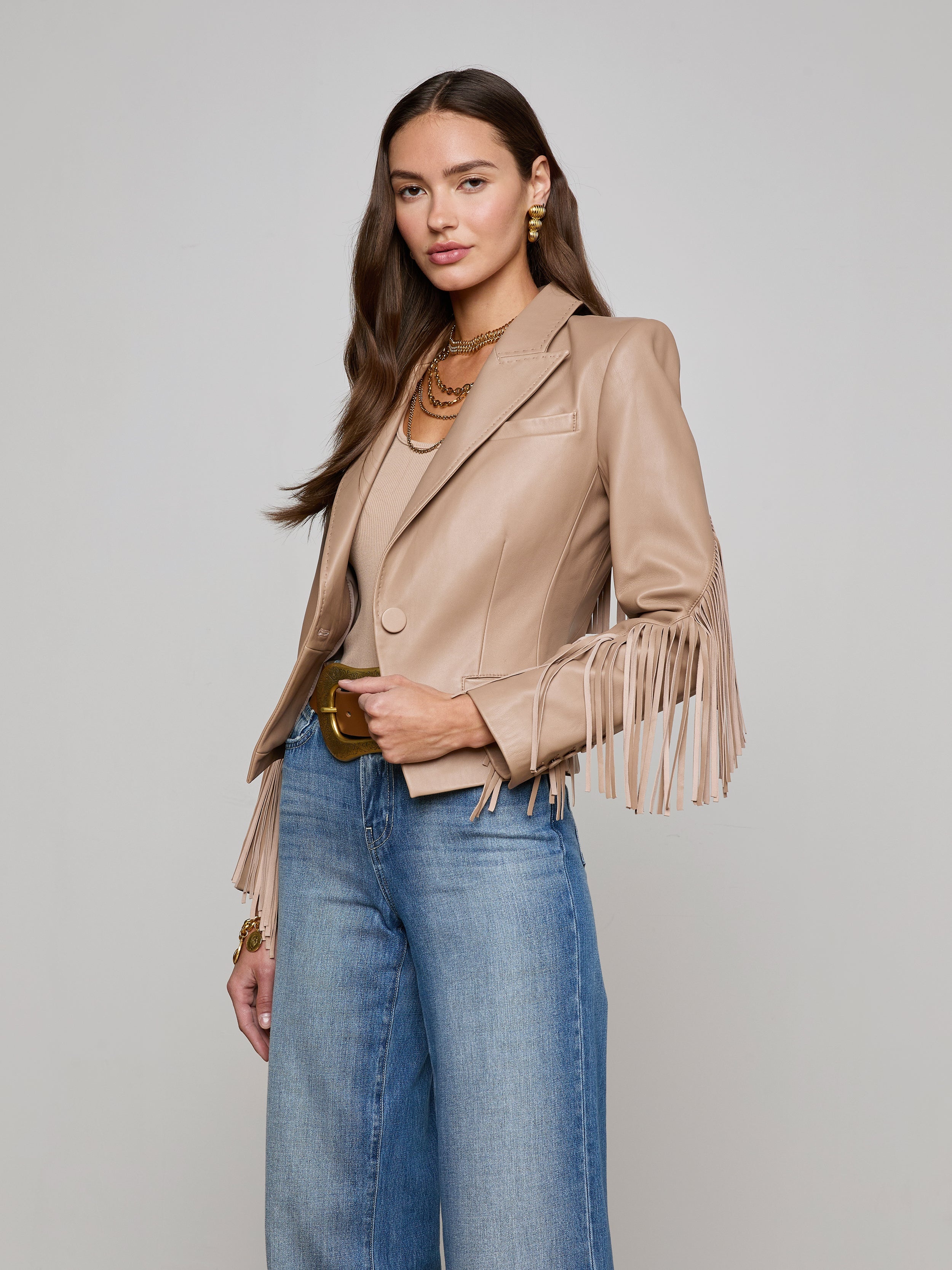 Vashti Fringed Leather Blazer - 5