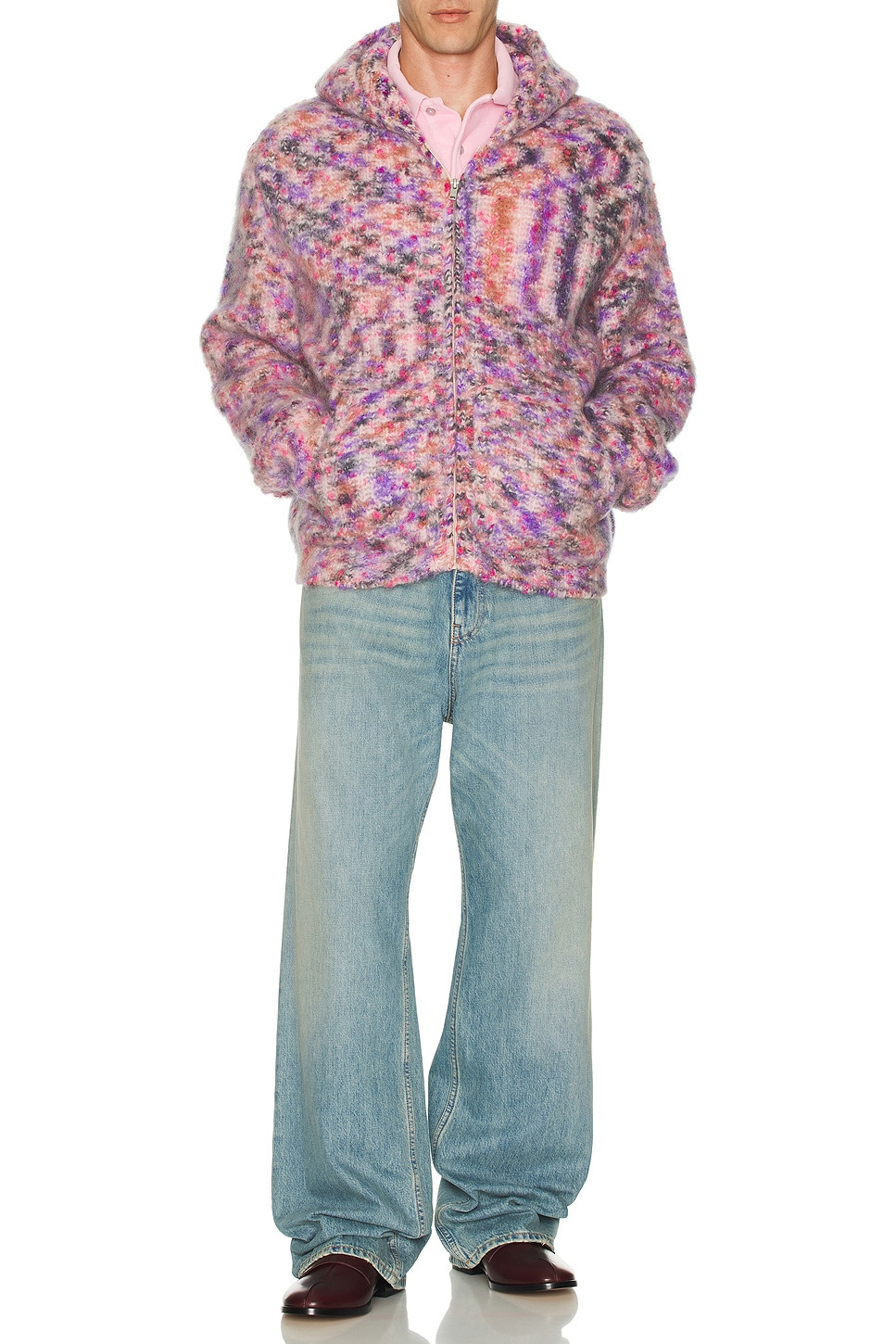 Zipped Wool Mohair Hoodie Knit - 4