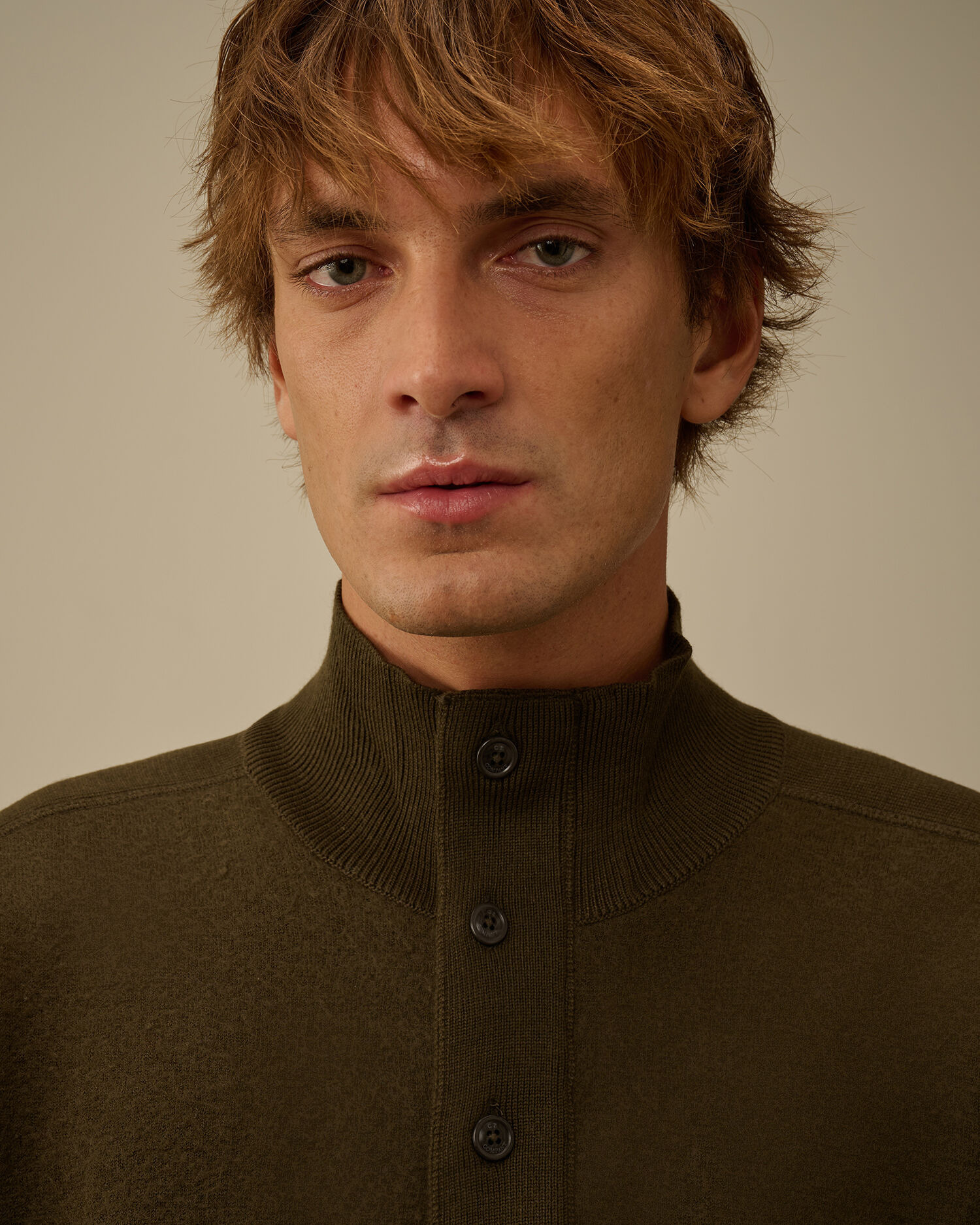 Merino Wool Felted Half Button Sweater - 6
