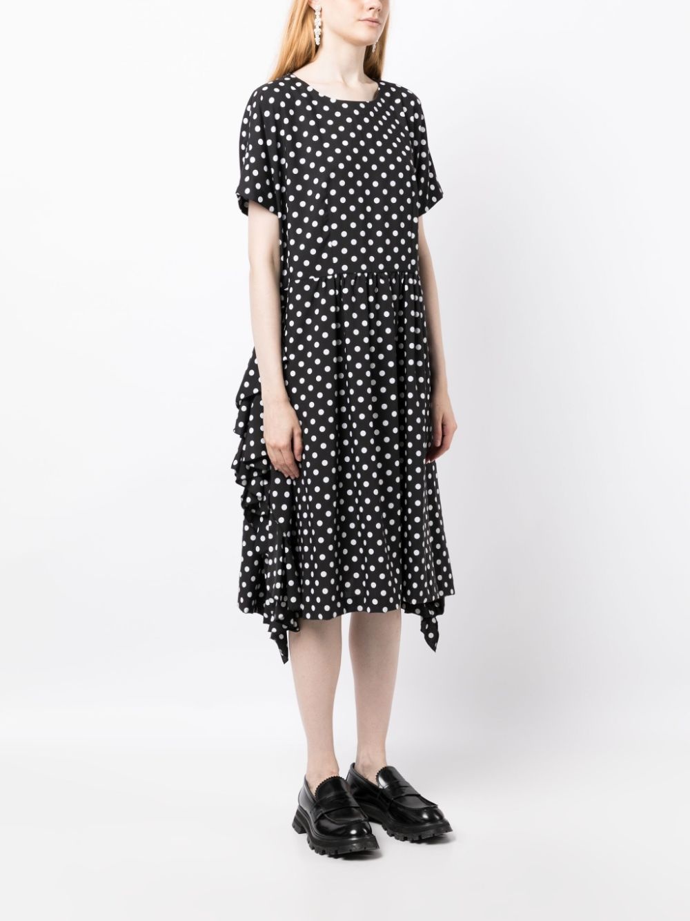 polka-dot print ruffle-detailing dress - 3