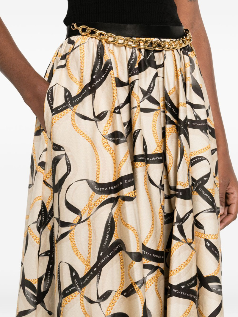 cotton skirt with ribbon and chain print 5