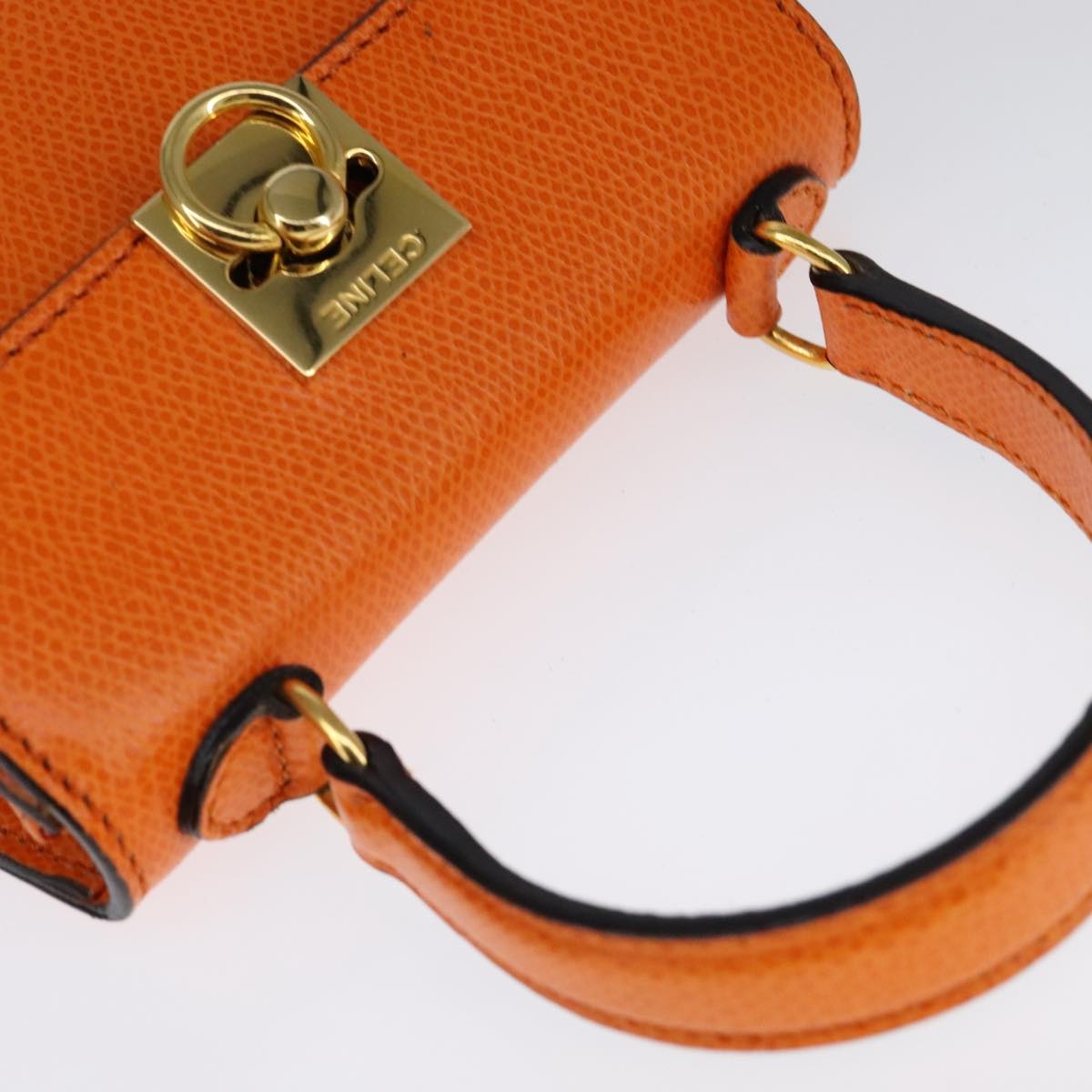 CELINE Hand Bag Leather Orange Gold - 6