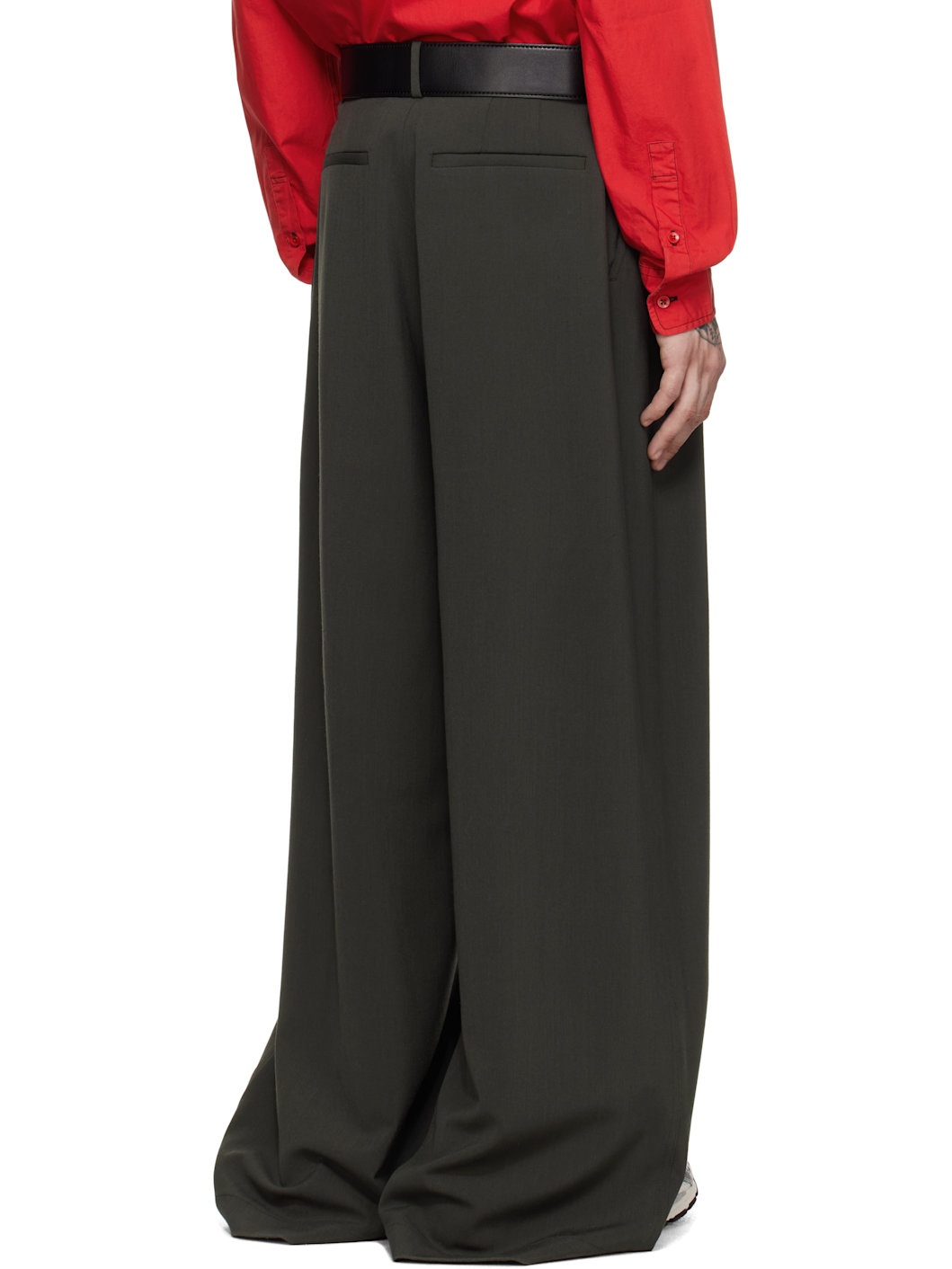 Khaki Jumbo Wide Leg Trousers - 3