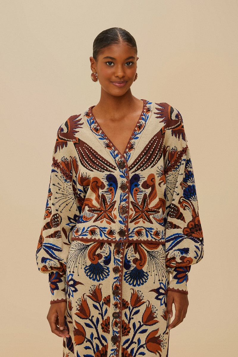 FARM RIO Sand Nature Land Knit Cardigan outlook