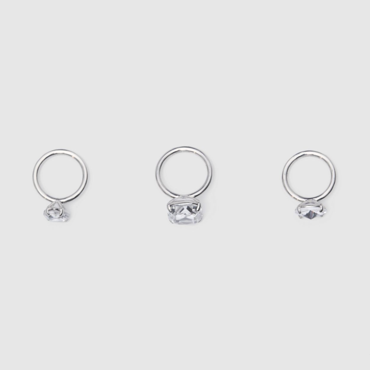 Solitaire Crystal and Palladium-plated Rings - 5