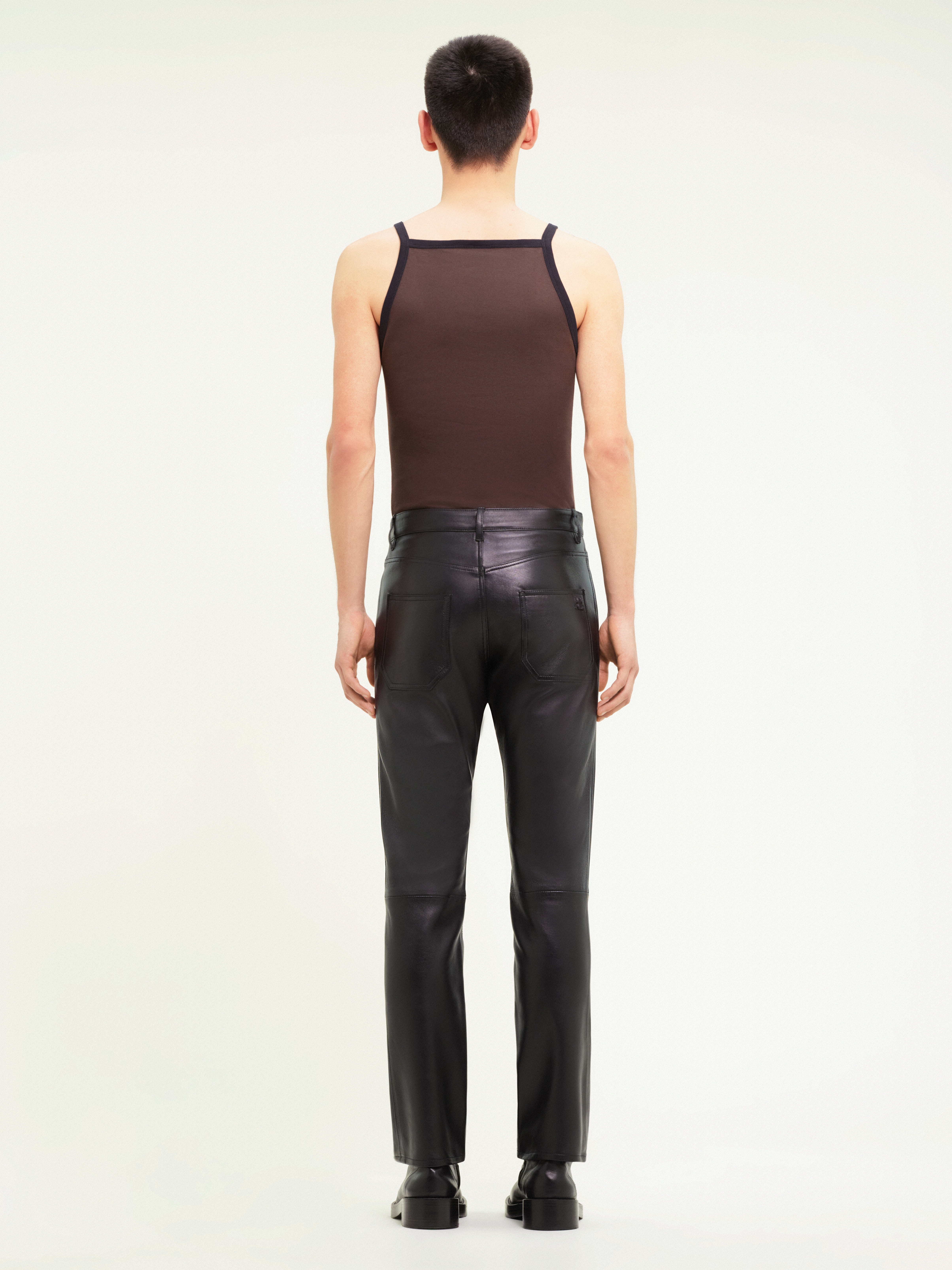 LEATHER 5-POCKET PANTS - 3