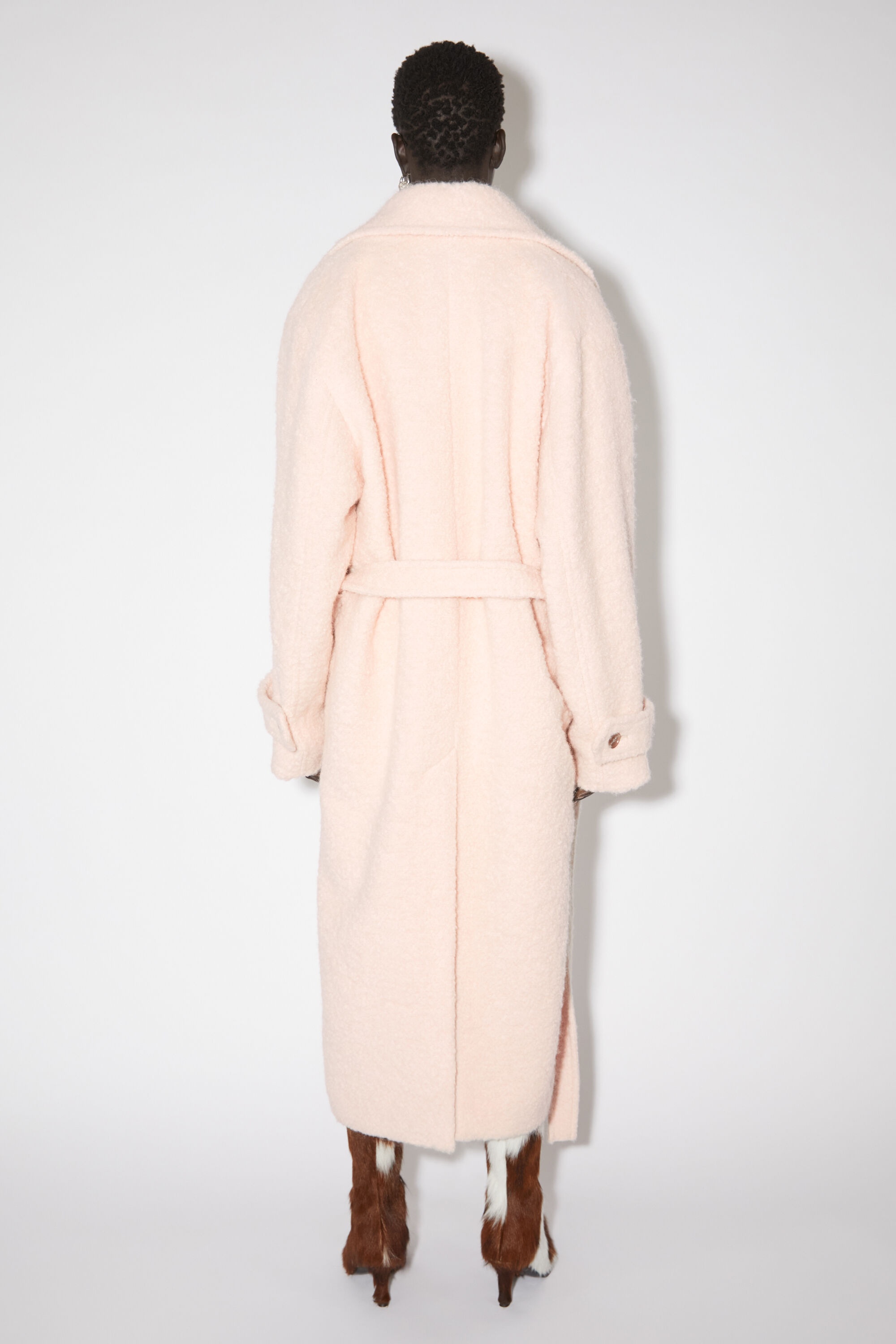 Single-breasted boucle coat - Powder pink - 3