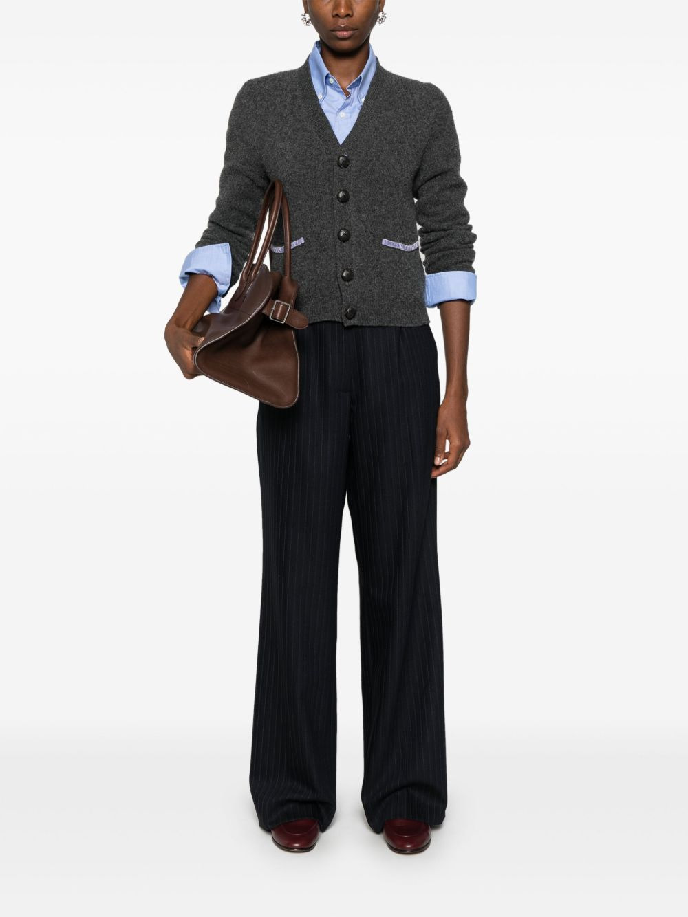 pinstriped straight-leg trousers - 2
