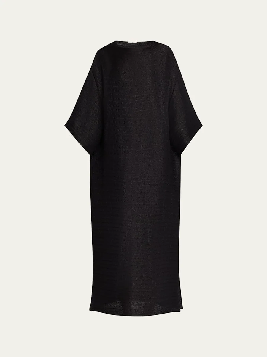 Oraffa 3/4-Sleeve Silk-Linen Maxi Dress - 1