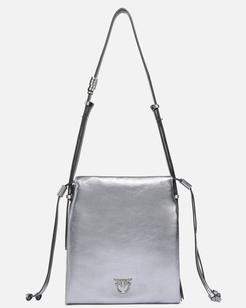 MINI SLOUCHY BAG SHOULDER BAG IN LAMINATED SUEDE WITH LOVE BIRDS LOGO 1