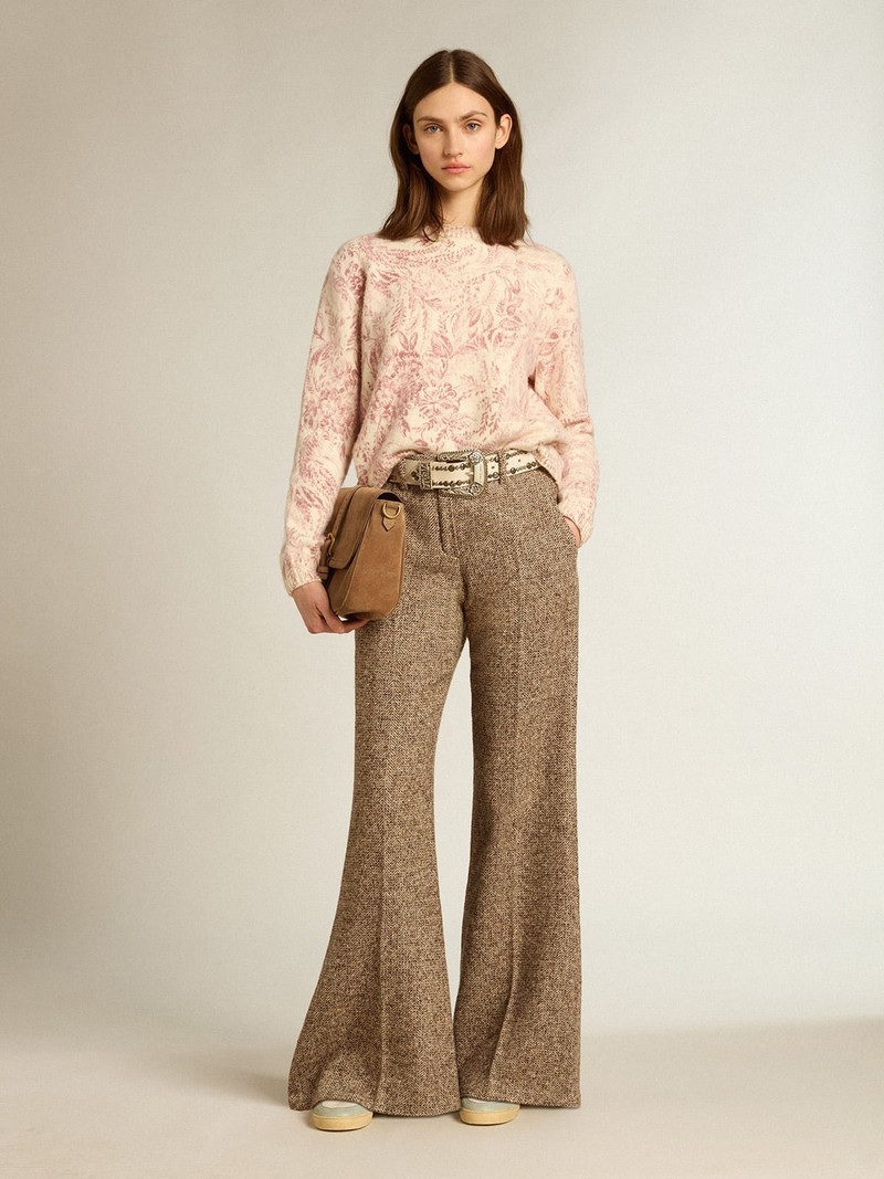 Golden Goose Women’s round-neck sweater in wool with all-over toile de jouy pattern outlook