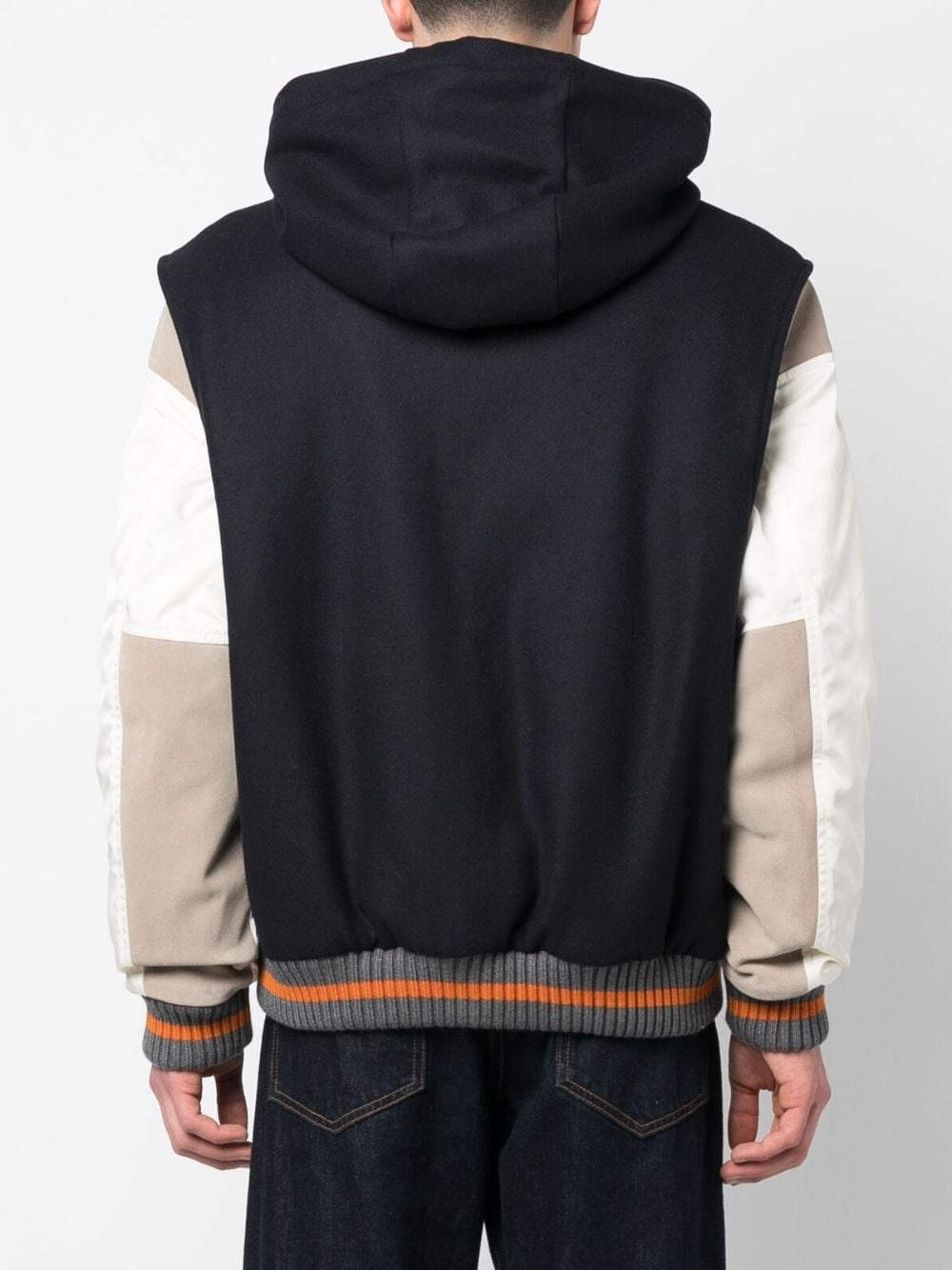 layered hooded varsity jacket - 4