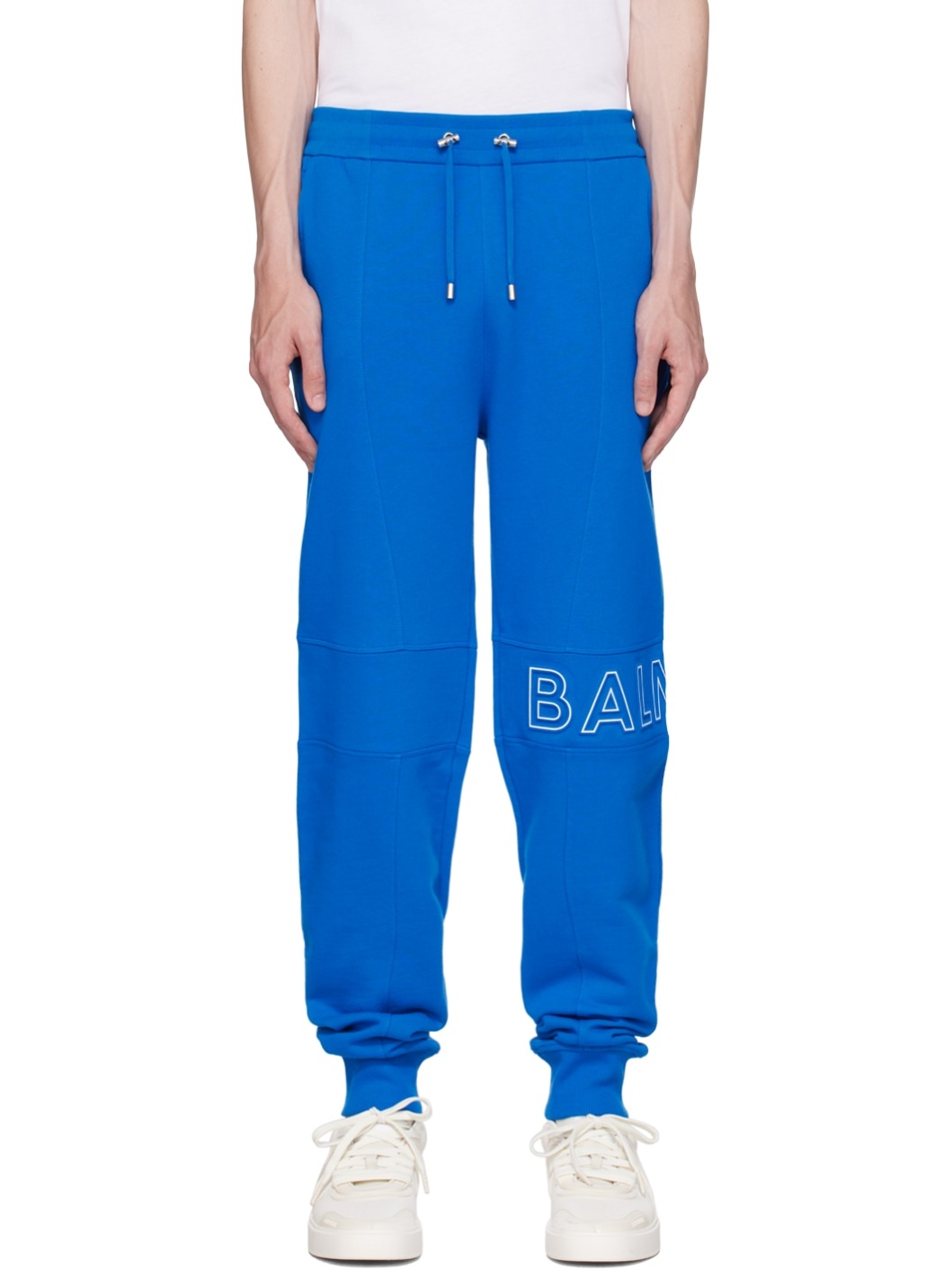 Blue Embossed Sweatpants - 1